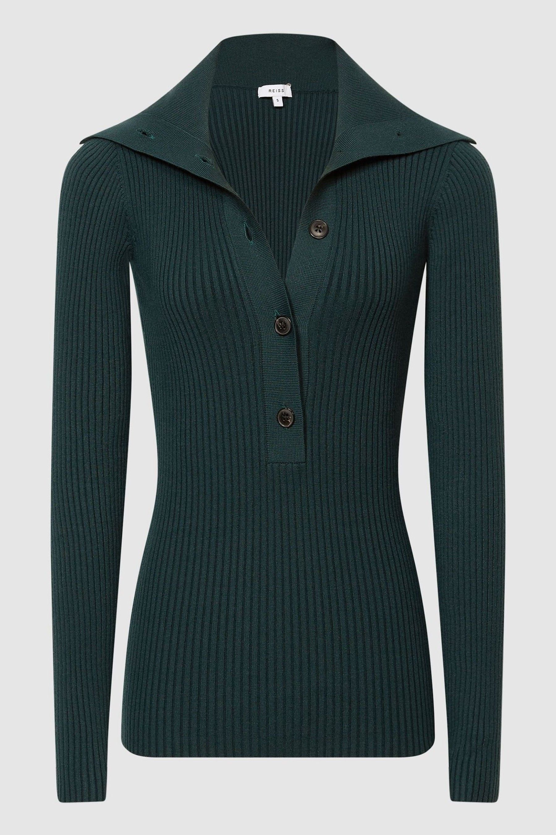 Buy Reiss Teal Maia Button Collar Jumper Top from the Next UK online shop