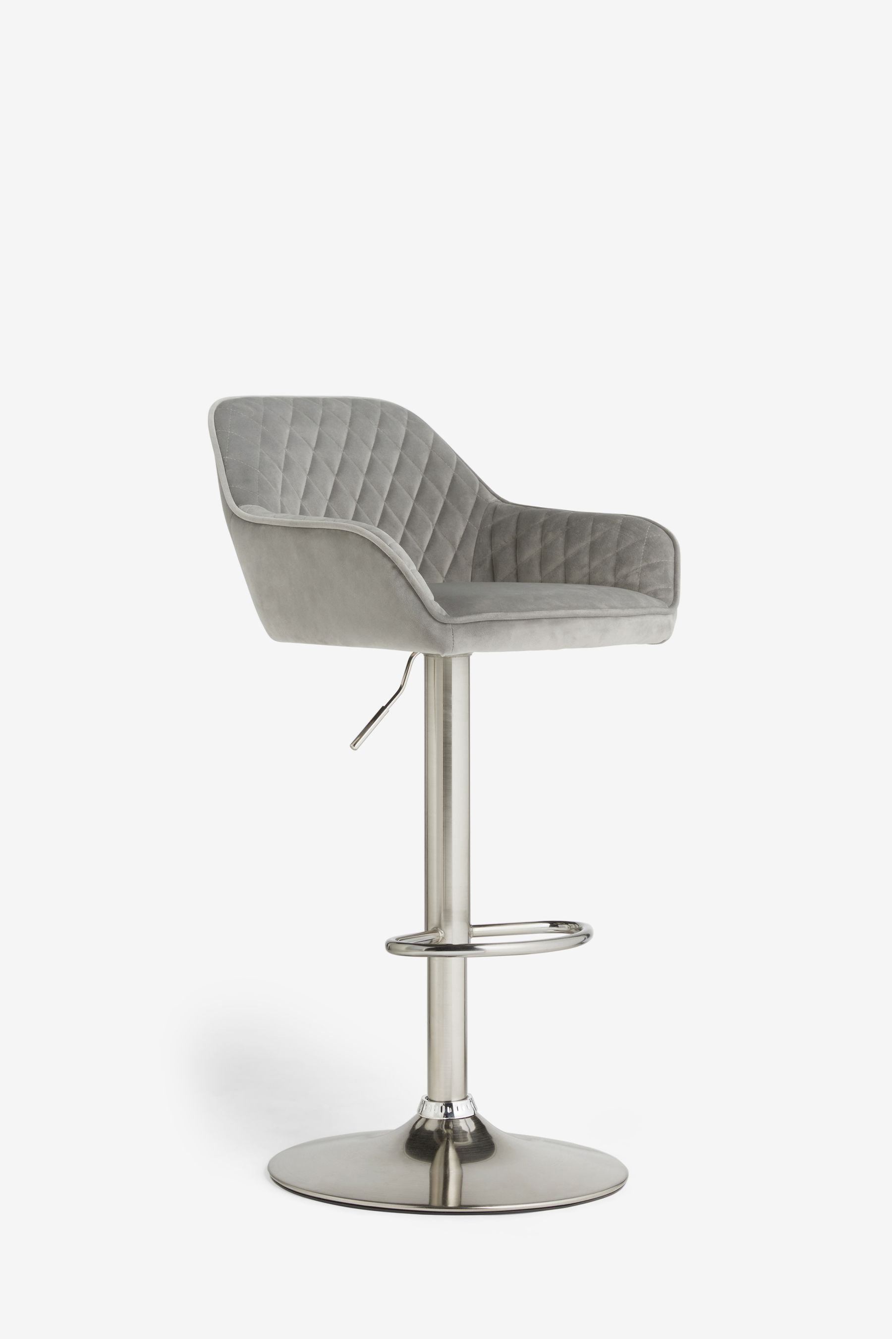 Buy Soft Velvet Mid Grey Chrome Leg Hamilton Adjustable Height Kitchen Bar Stool from the Next