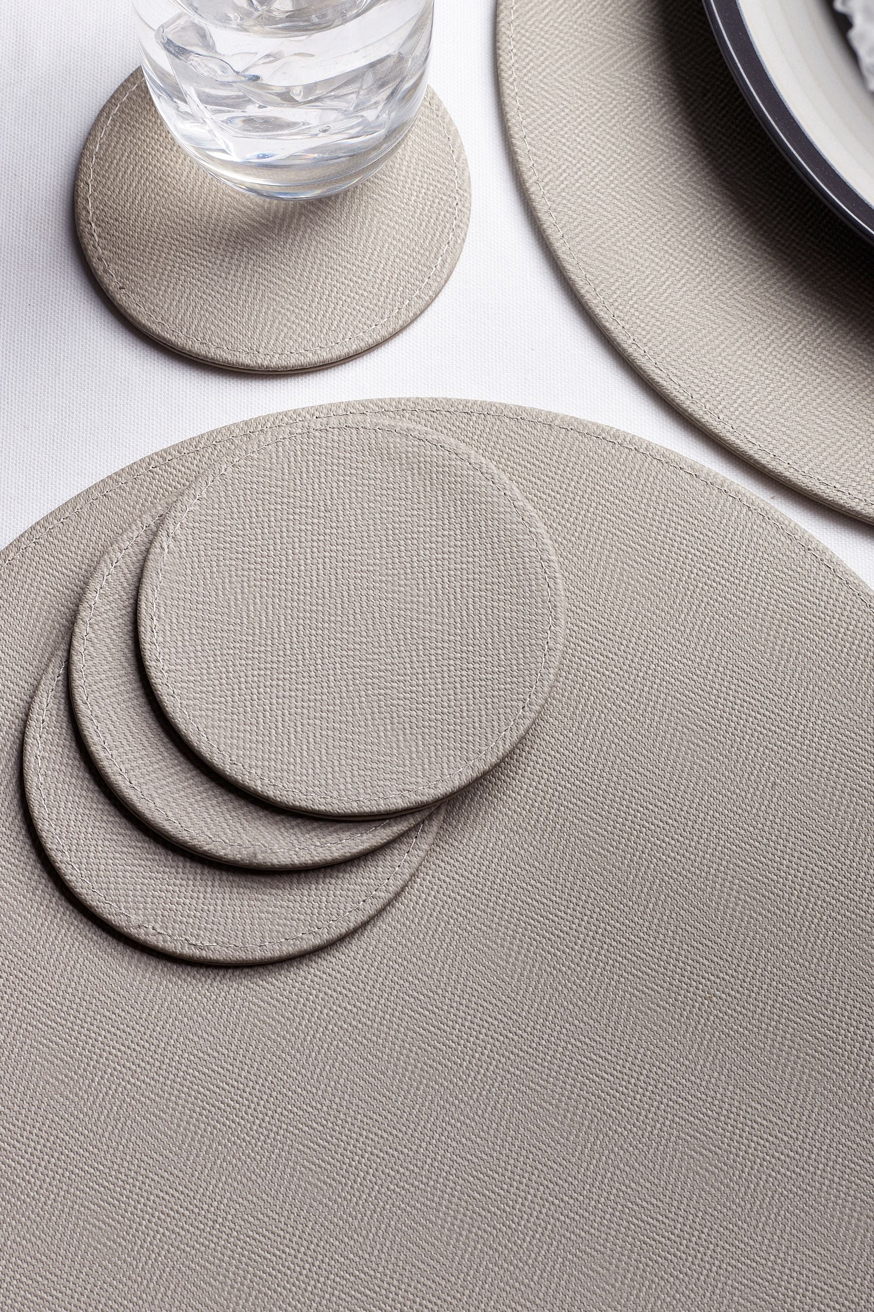 Buy Set of 4 Natural Reversible Faux Leather Placemats and Coasters Set