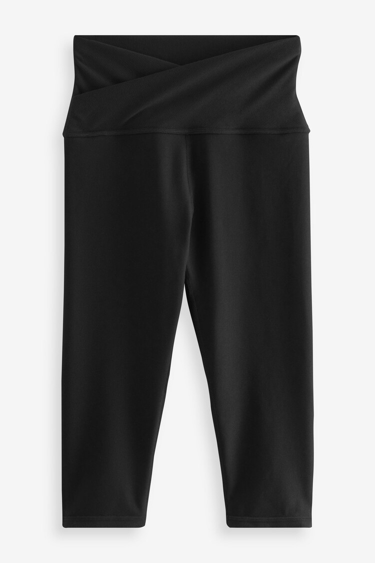 Black Next Active Sports Yoga Wrap Waist Capri Leggings - Image 1 of 1