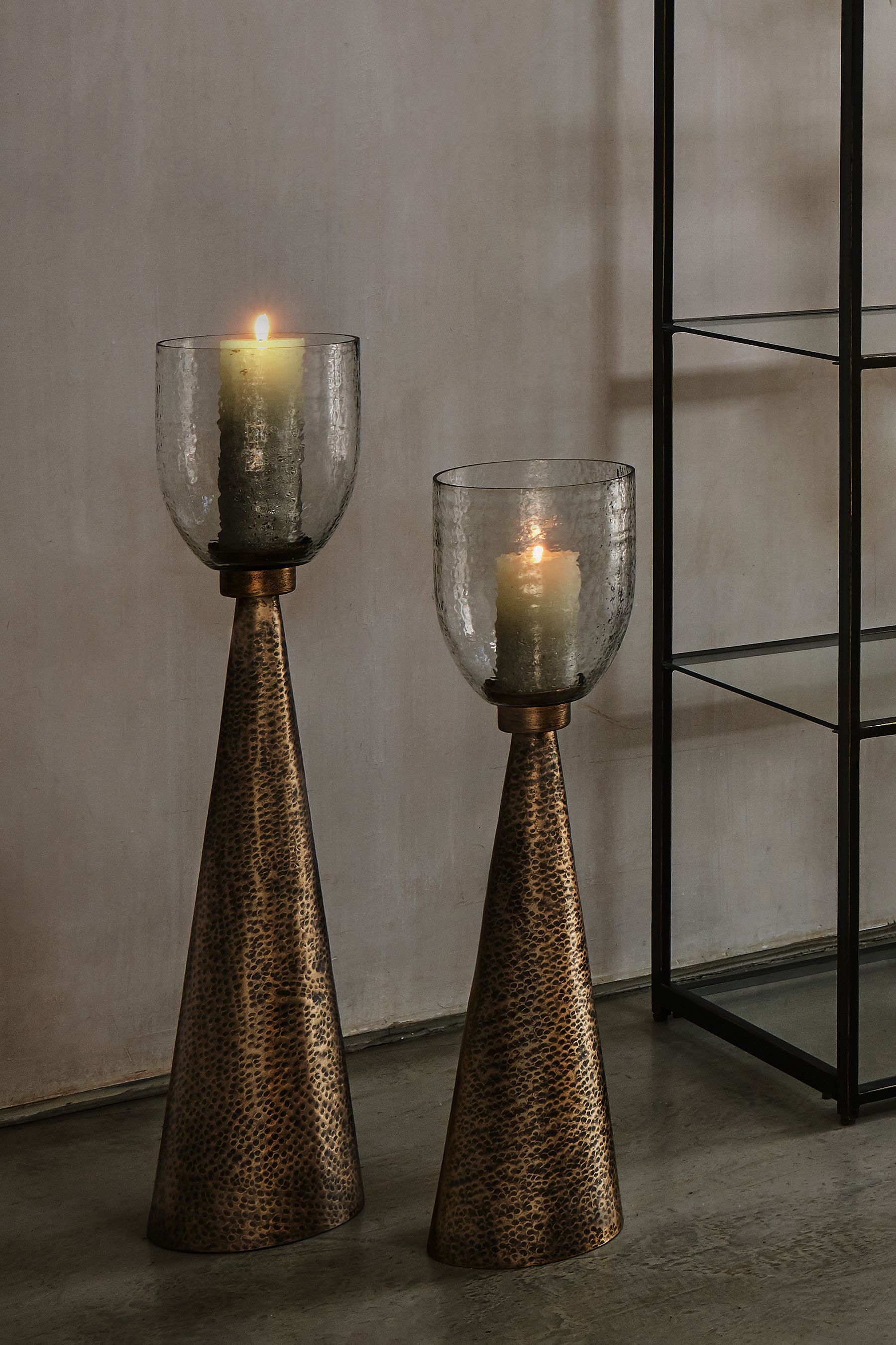 Buy Libra Gold Sandbanks Large Glass Floor Standing Candle Holder from