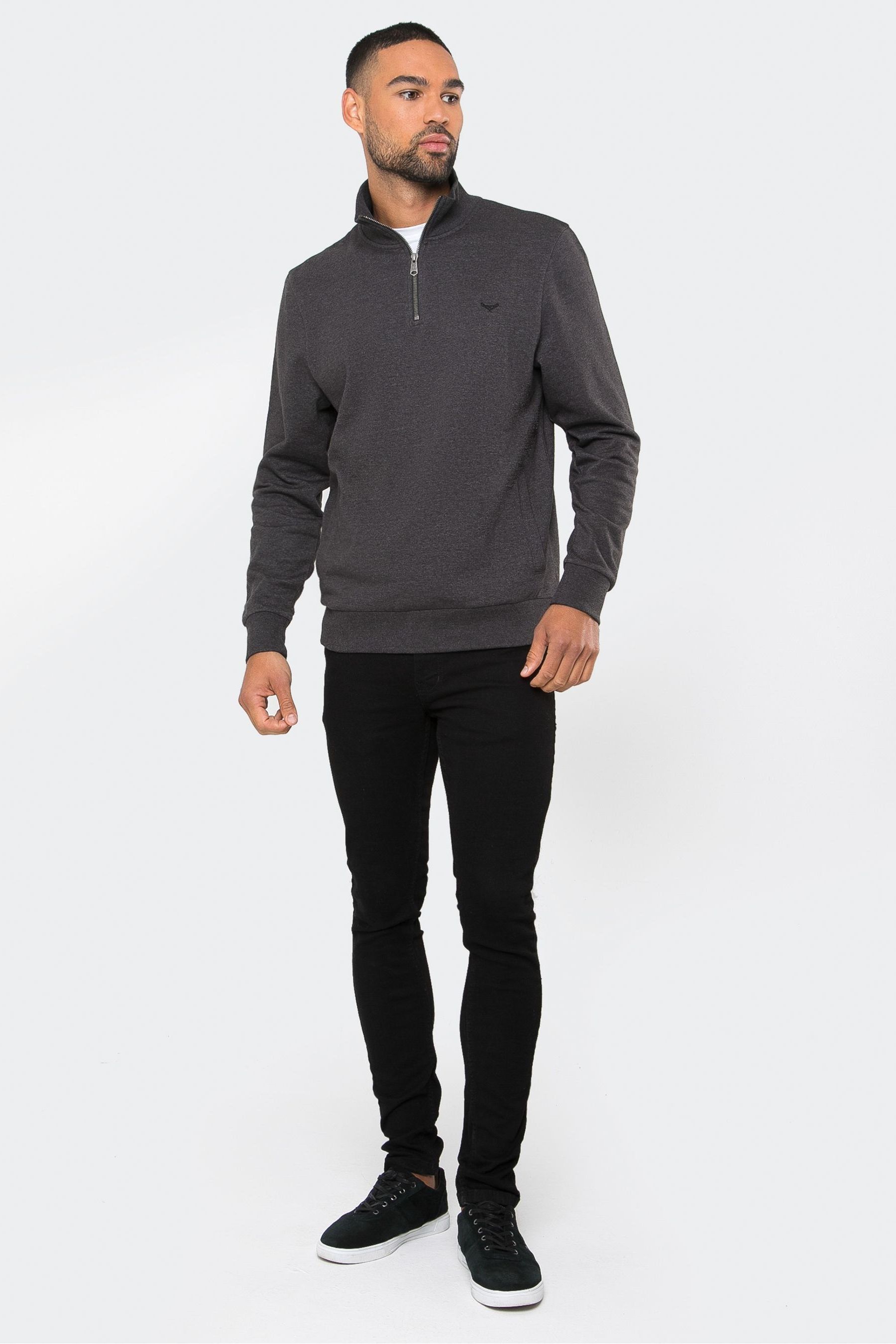 Buy Threadbare Charcoal Marl 1/4 Zip Neck Sweatshirt from Next Ireland