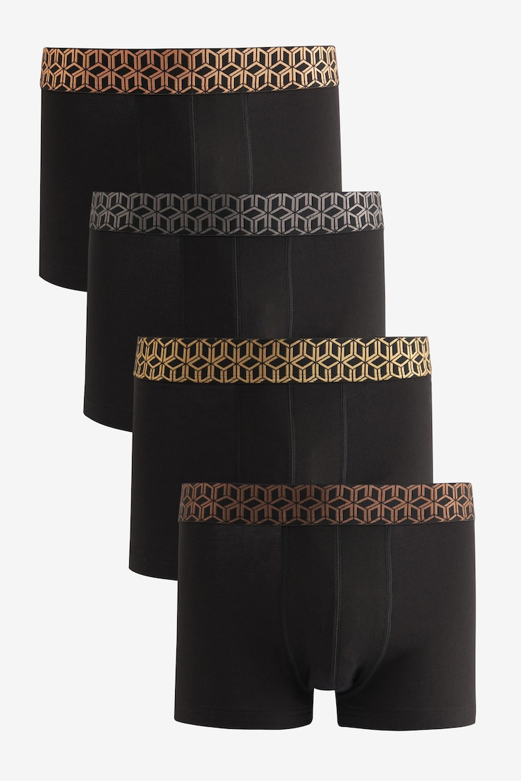 Schwarz-Metallic mit Geomuster - 4er-Pack - Boxershorts - Bild 1 von 1