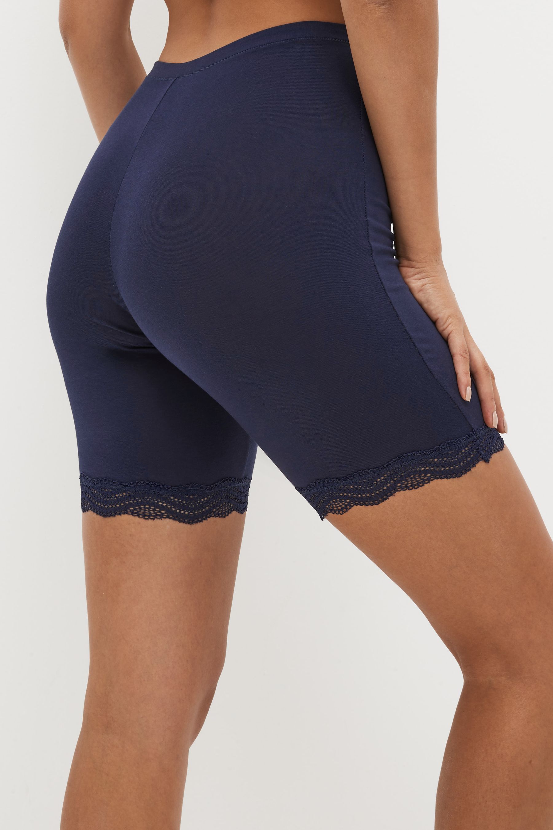 Buy Navy Blue/White Cotton Blend AntiChafe Shorts 2 Pack from Next Australia