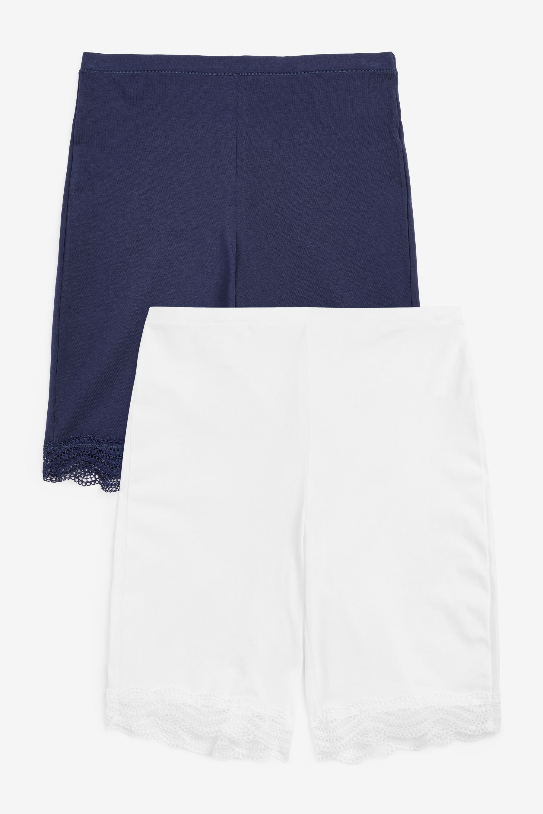 Buy Navy Blue/White Cotton Blend Anti-Chafe Shorts 2 Pack from the Next ...