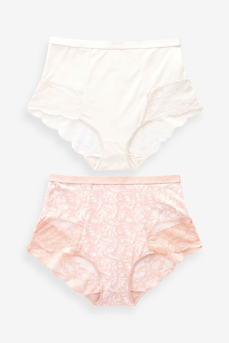 Pink Print/Uni - Figurformender Brazilian-Slip mit Print und Spitze an der Rückseite, 2er-Pack - Bild 1 von 1