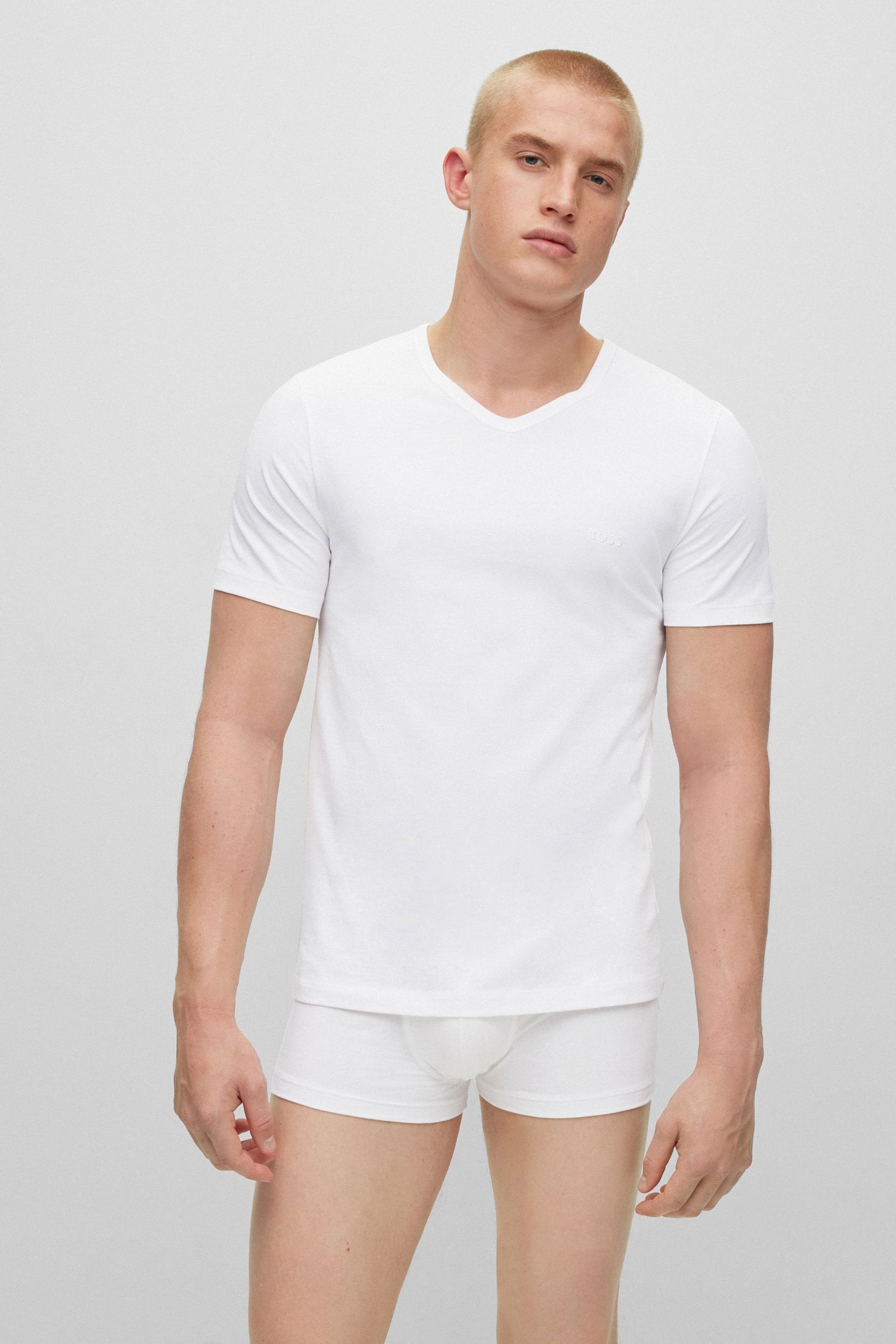 Buy BOSS White Classic V-Neck T-Shirts 3 Pack from the Next UK online shop