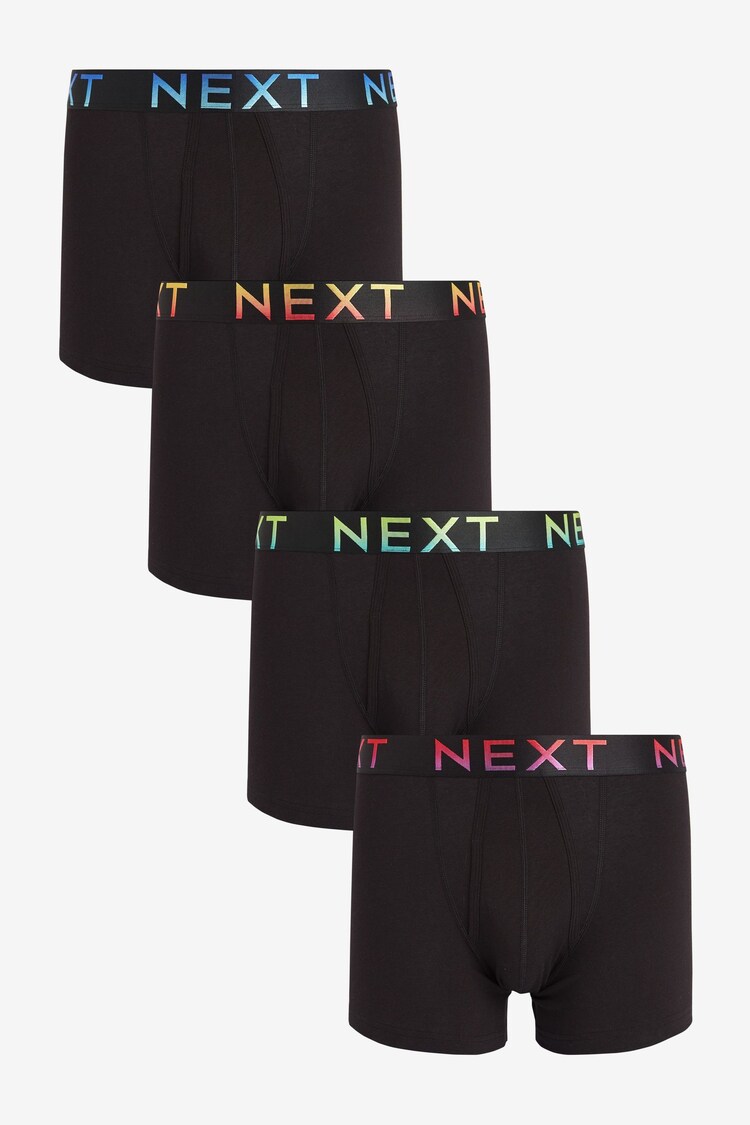 Black Ombre Waistband 4 pack A-Front Cotton Rich Boxers - Image 1 of 1