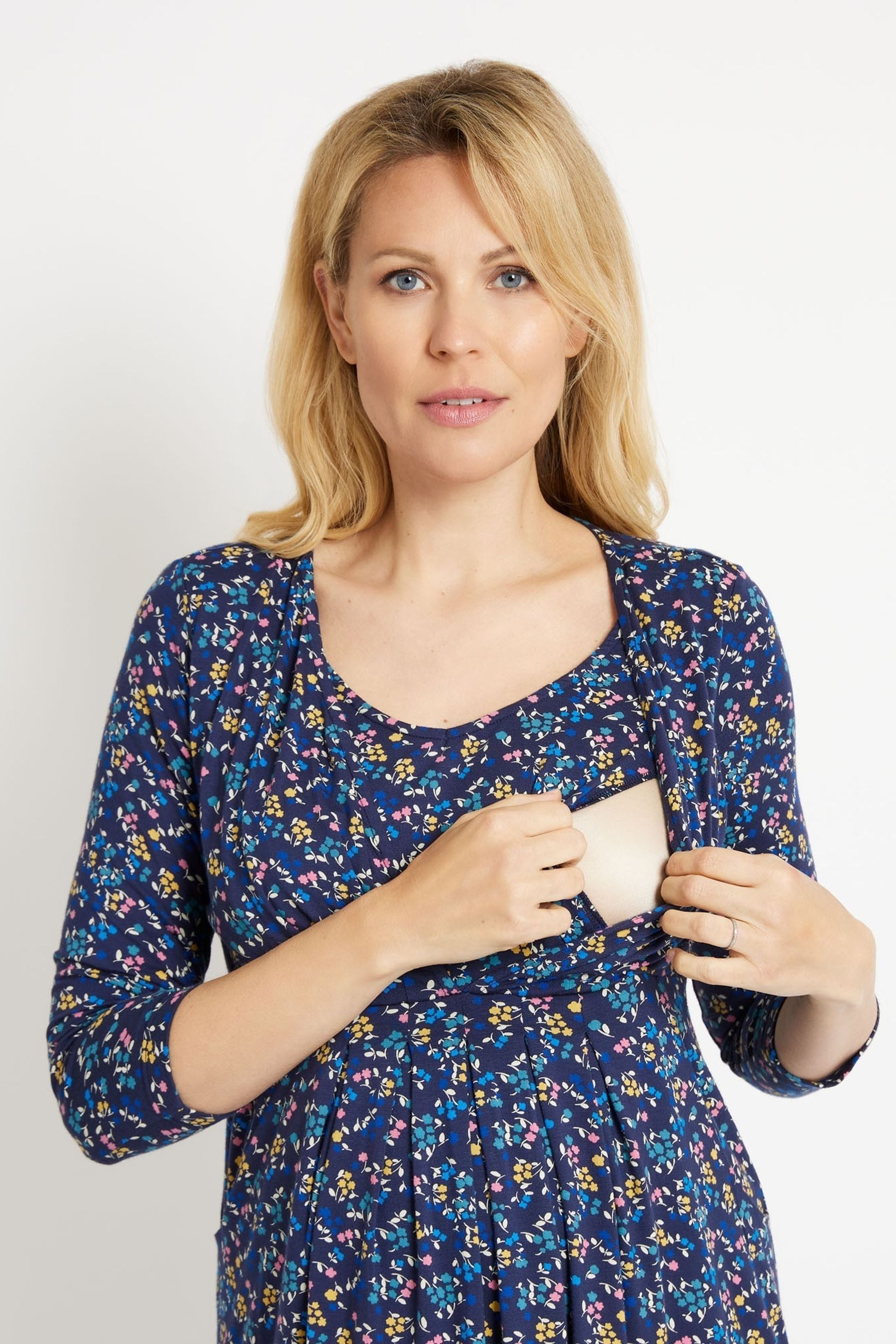 Buy JoJo Maman Bébé Navy Floral Maternity & Nursing Tunic Dress from