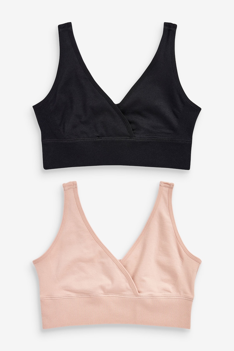 Black/Pink Maternity Nursing Wrap Cross-Over Seamfree Bras 2 Pack - Image 1 of 1