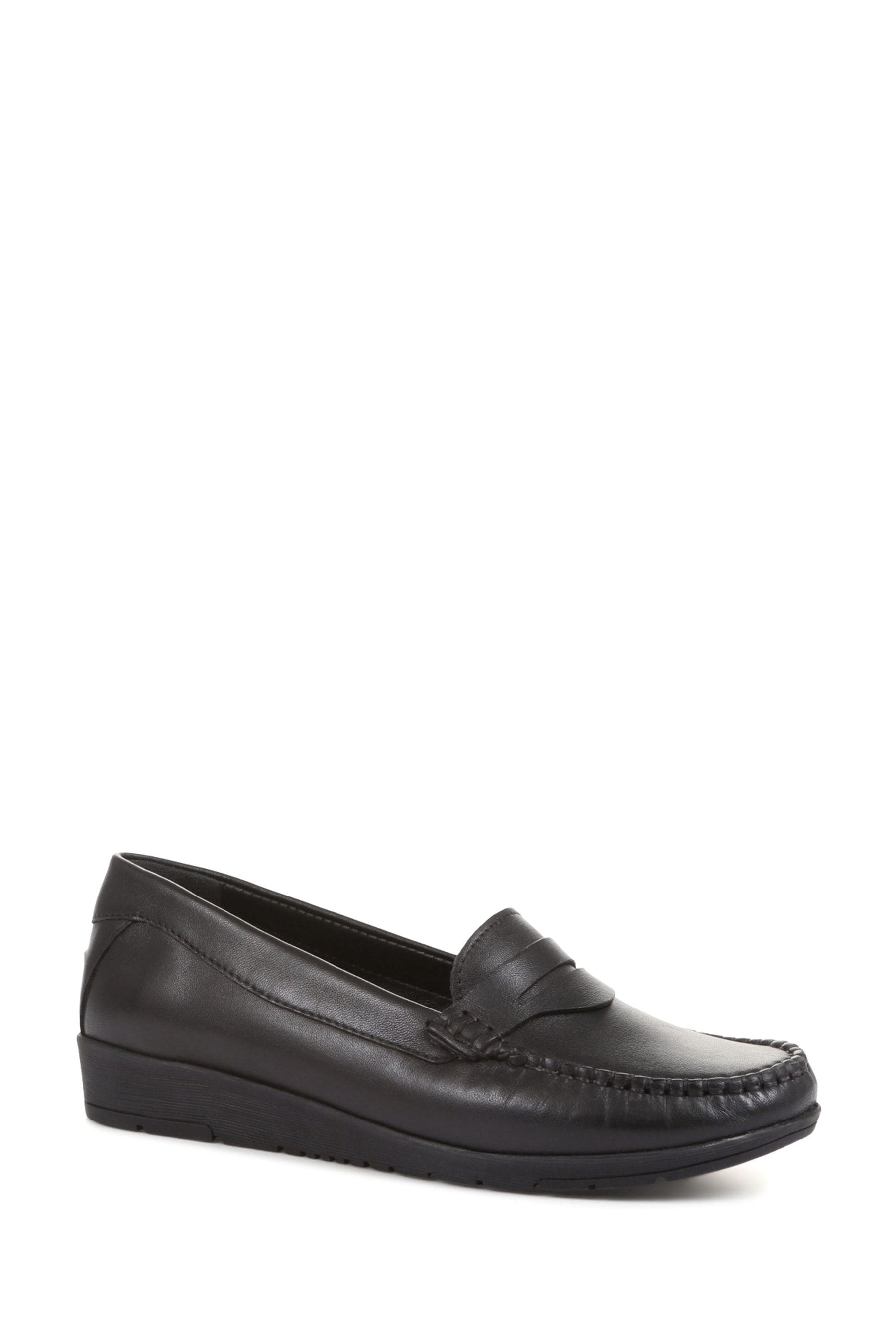 Buy Pavers Wide Fit Leather Penny Black Loafers from the Next UK online