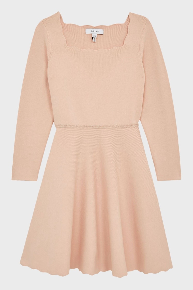 Reiss Pale Pink Marnie Senior Square Neck Knitted Dress - Image 1 of 1