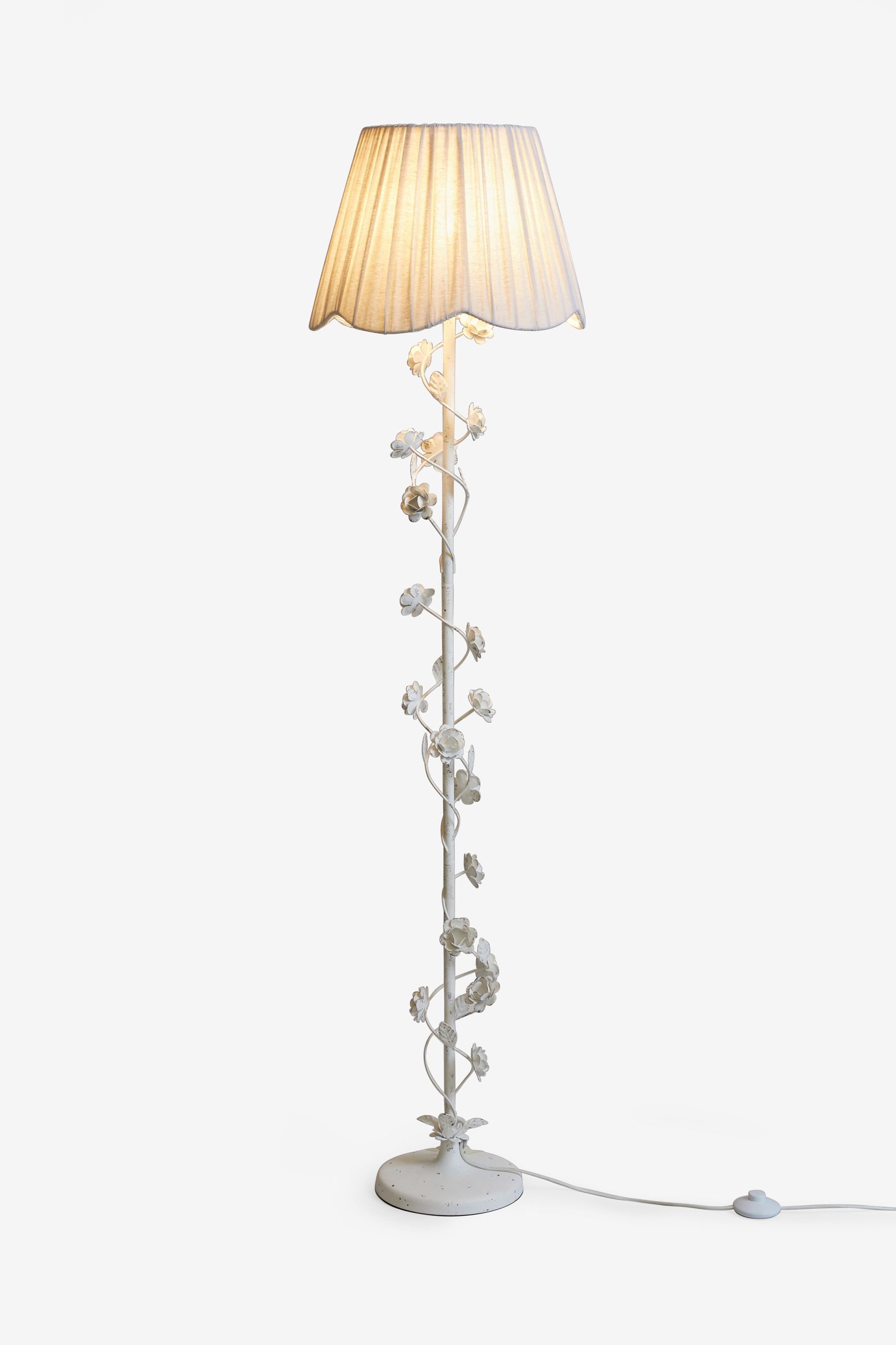 Buy Shabby Chic by Rachel Ashwell® White Distressed Floral Floor Lamp ...