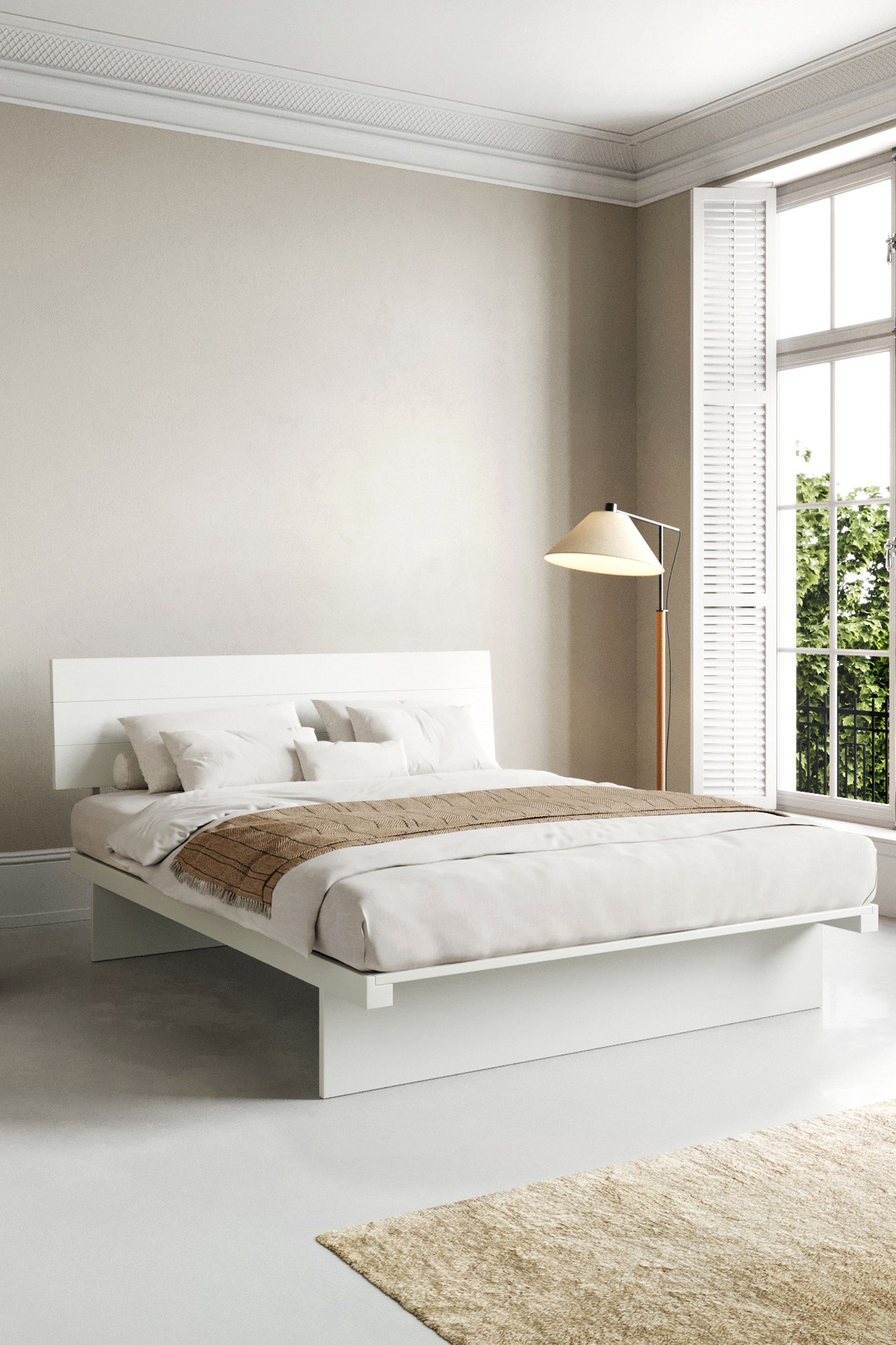 Buy Get Laid Beds White Japanese Solid Wood Storage Bed from the Next