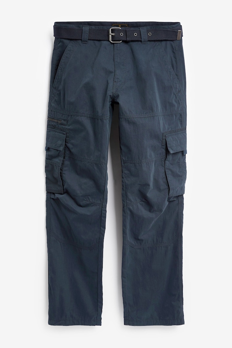 Navy Blue Relaxed Fit Belted Tech Cargo Trousers - Image 1 of 1