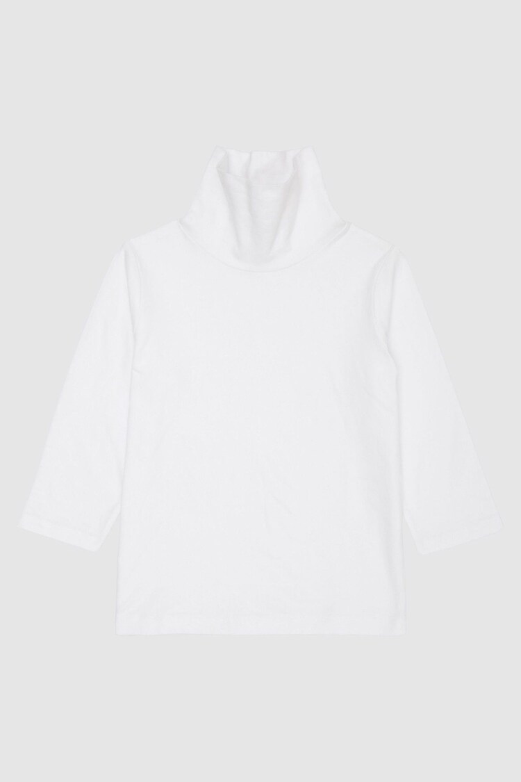 Reiss Ivory Carey Junior Cotton Blend Roll Neck Top - Image 1 of 1