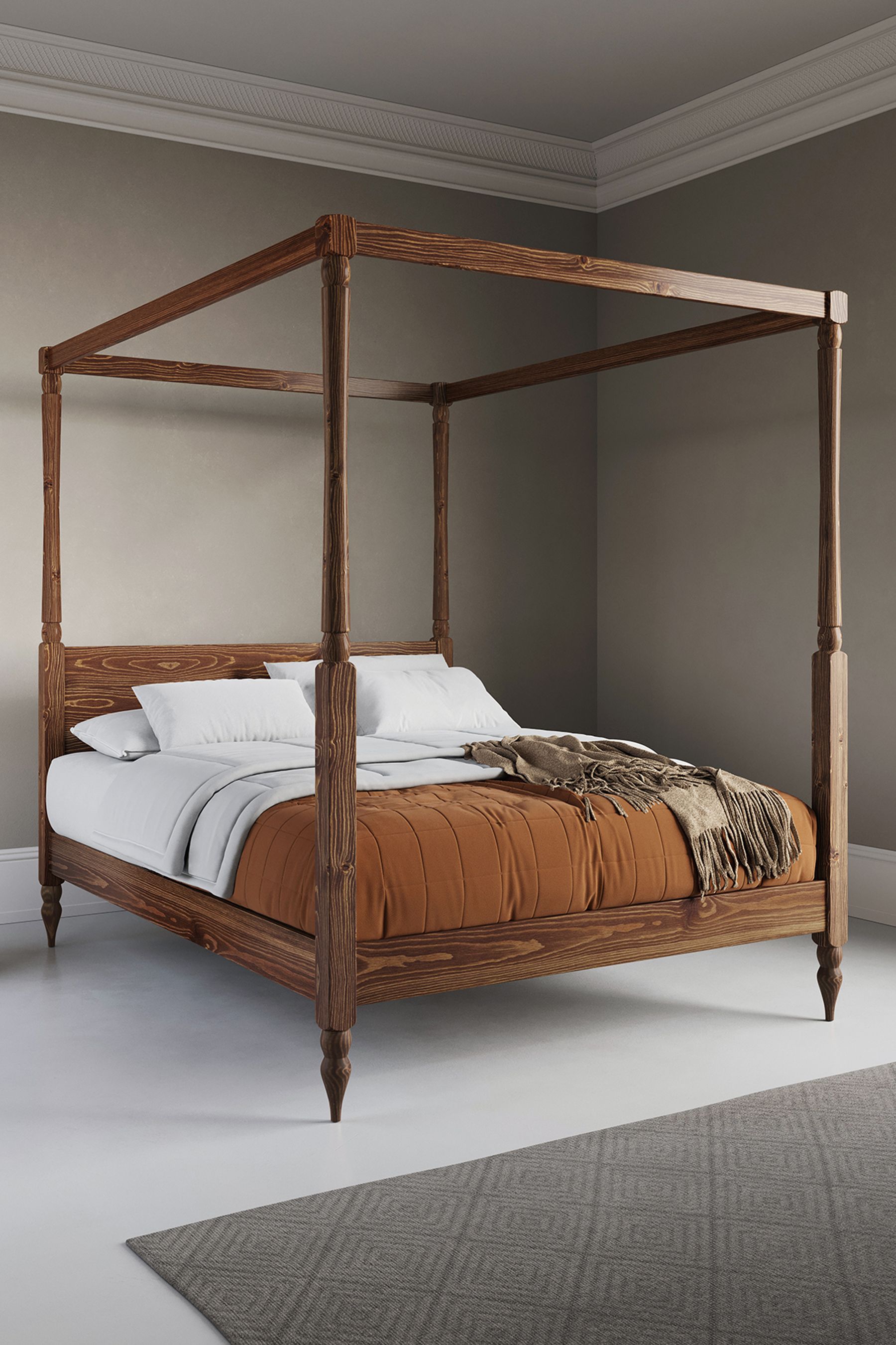 Buy Get Laid Beds Coffee Bean Four Poster Country Turned Leg Bed from