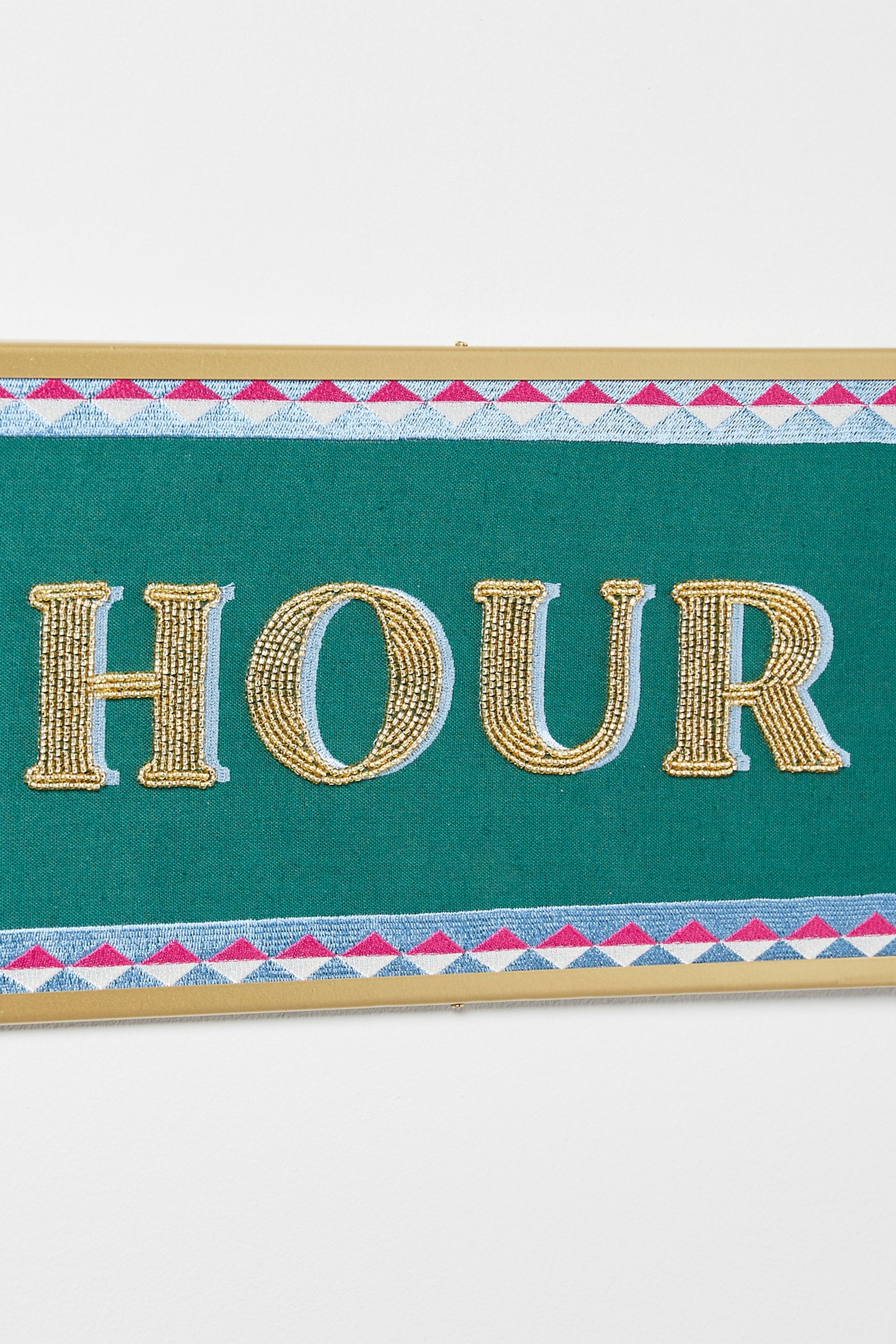 Buy Oliver Bonas Green Happy Hour Beaded Cotton Wall Art from the Next