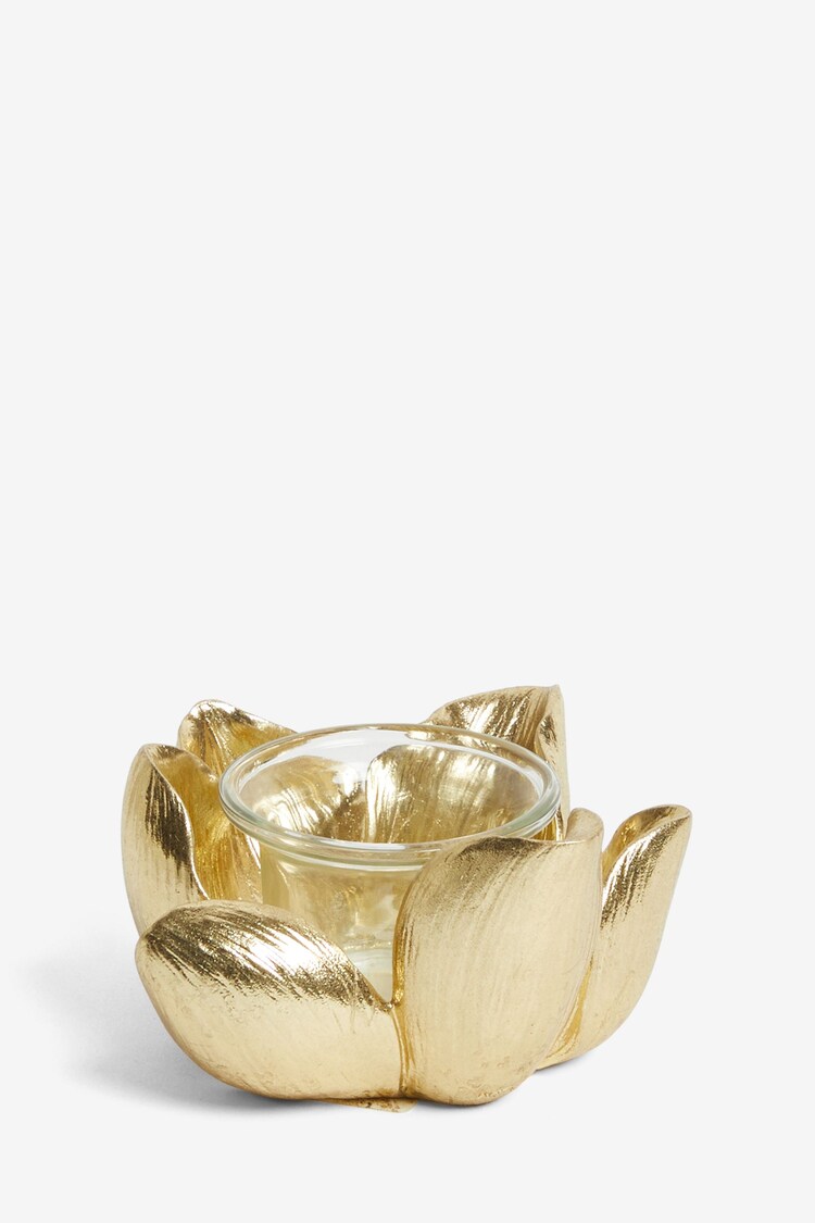 Gold Magnolia Flower Tealight Holder - Image 1 of 1