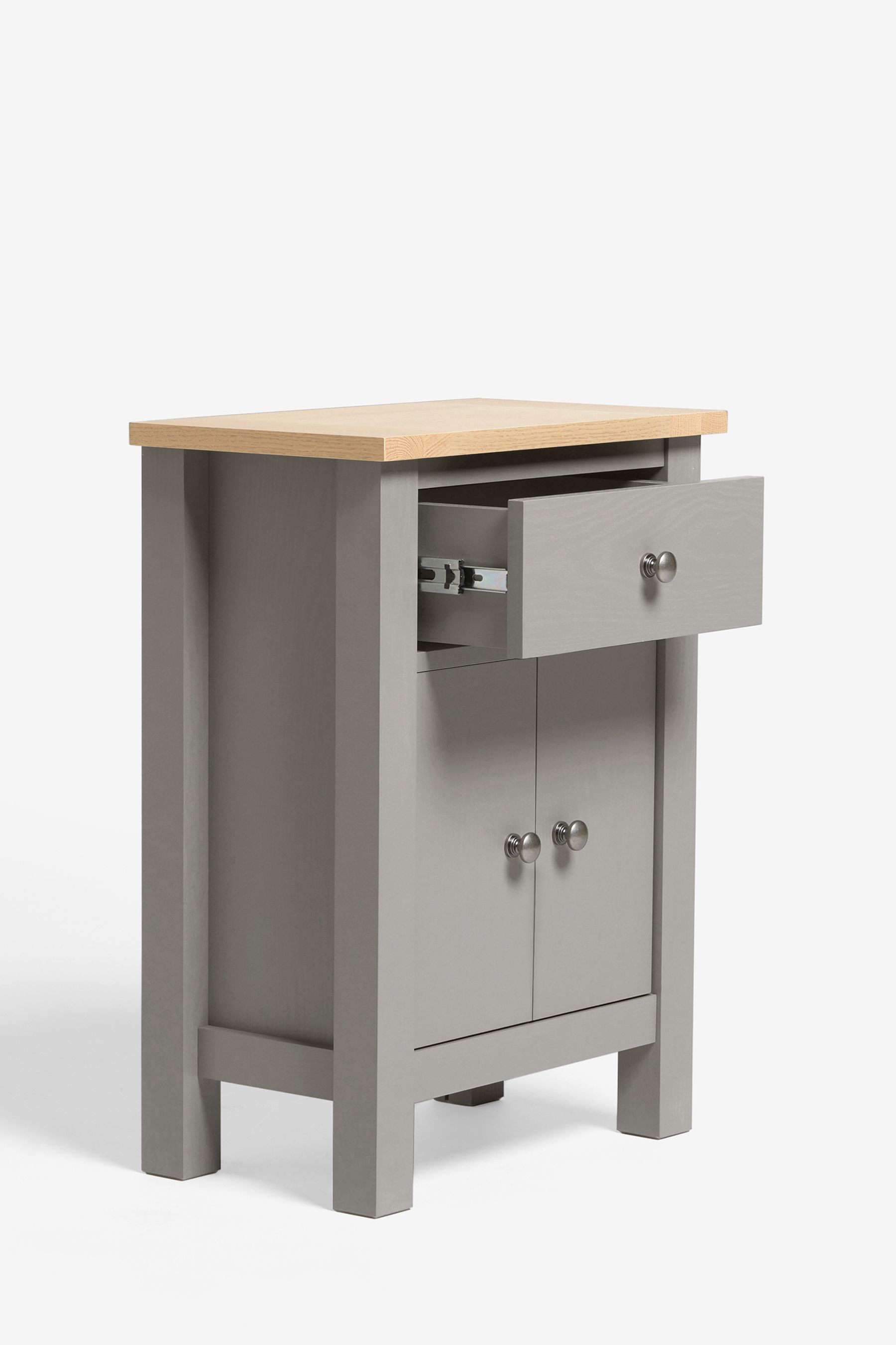 Buy Dove Grey Malvern Oak Effect Storage Side Table from the Next UK