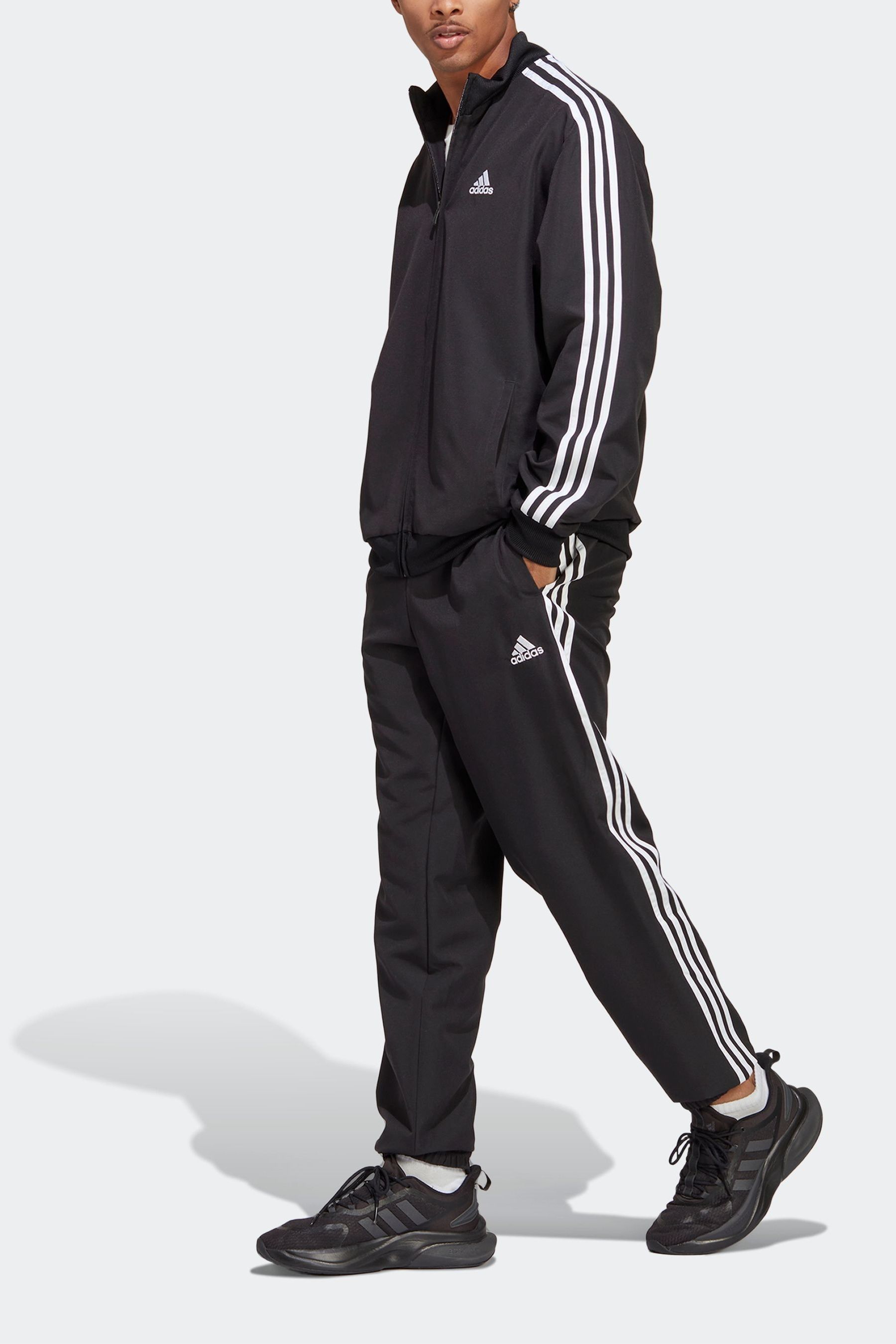 Buy adidas Black Sportswear 3-Stripes Woven Tracksuit from the Next UK ...