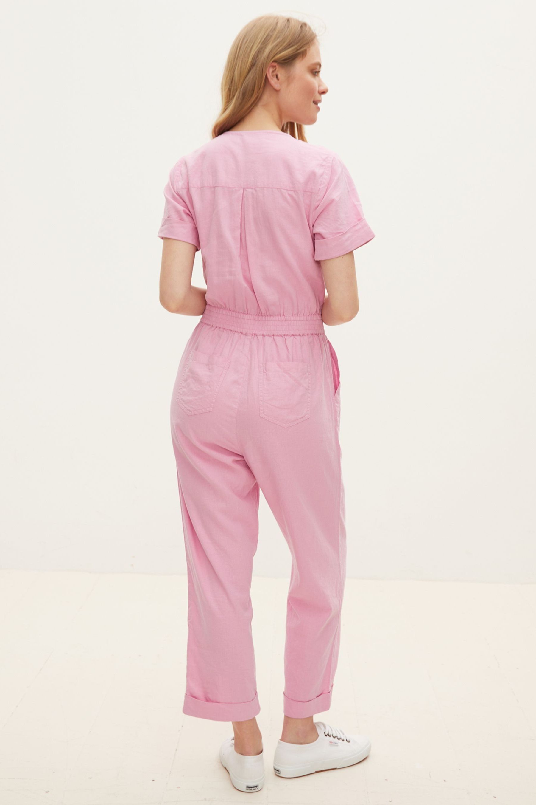 Buy Oliver Bonas Pink Linen Mix Jumpsuit from Next Ireland