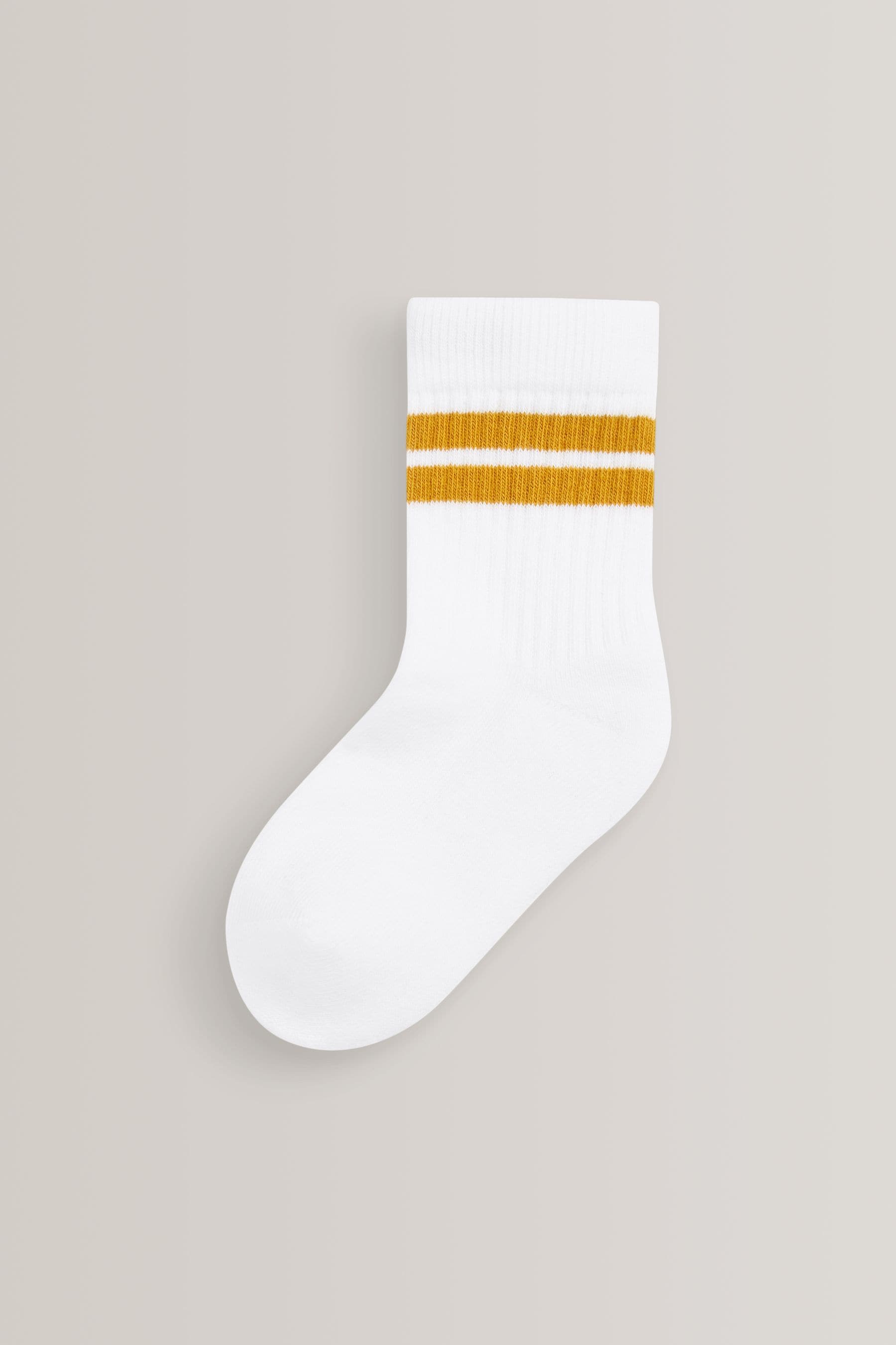 Buy White/Neutrals Cushioned Footbed Cotton Rich Ribbed Socks 5 Pack from the Next UK online shop