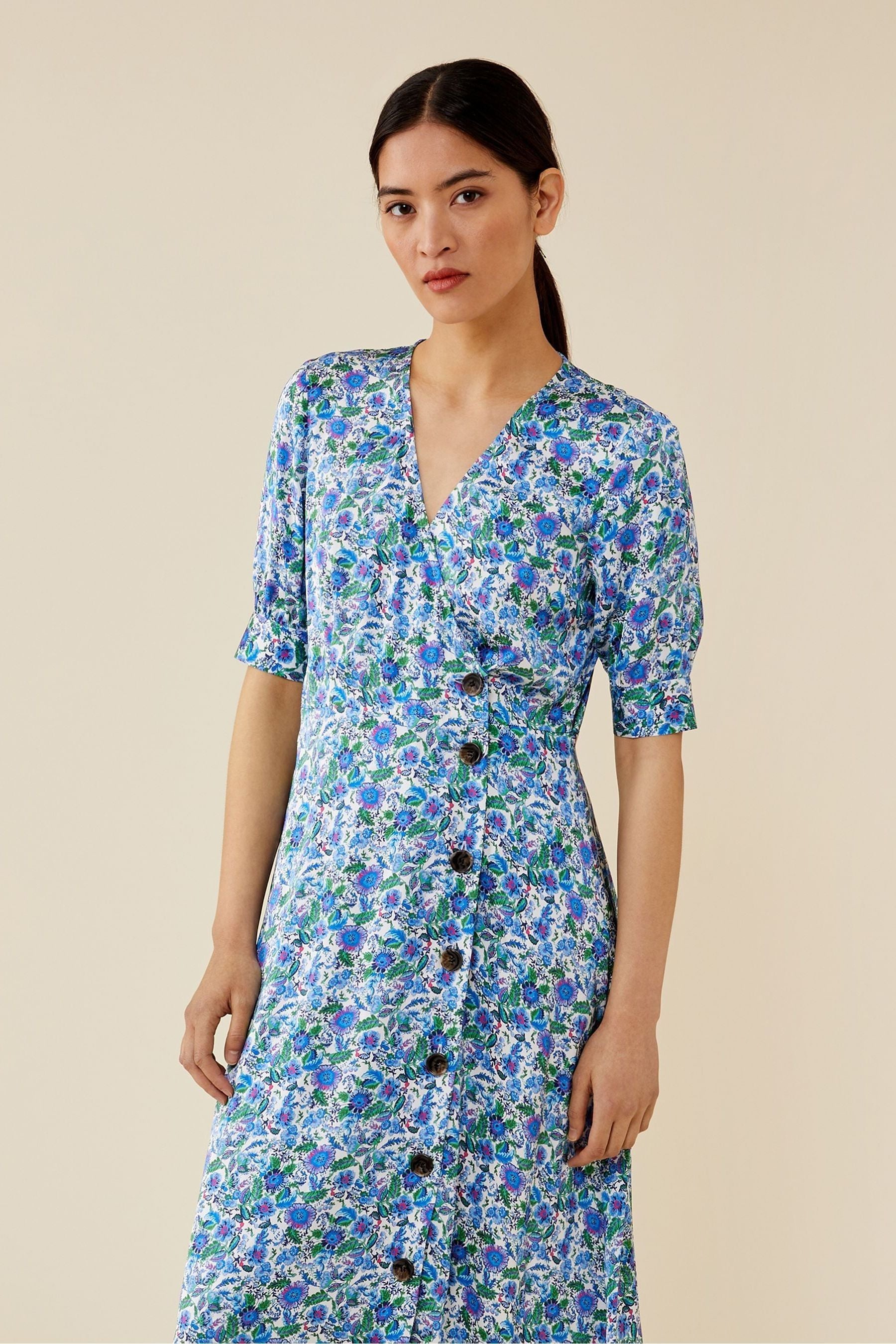 Buy Finery Blue Ashling Midi Floral Dress from Next Ireland