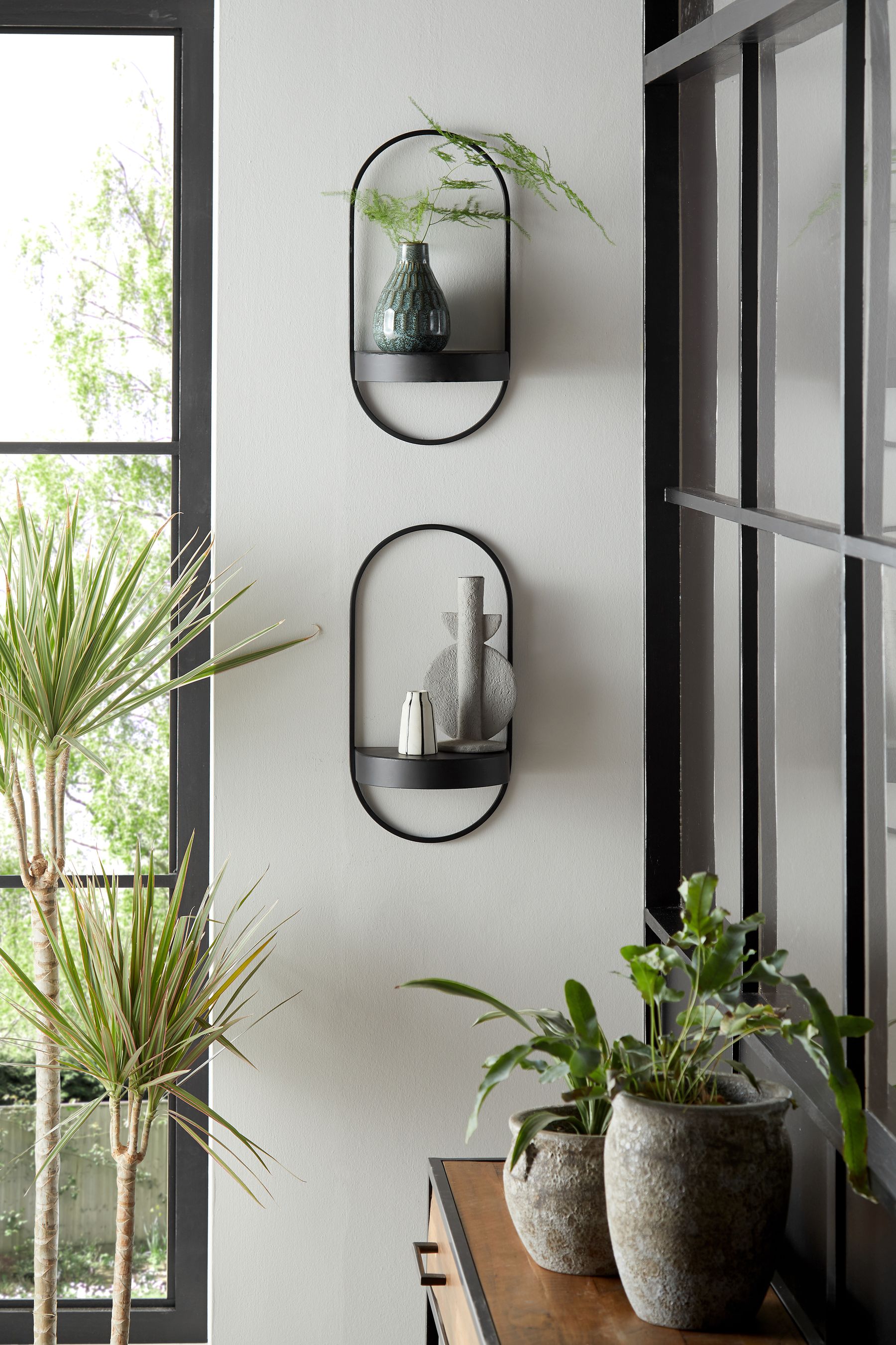 Buy Set of 2 Black Wall Shelves from Next Ireland