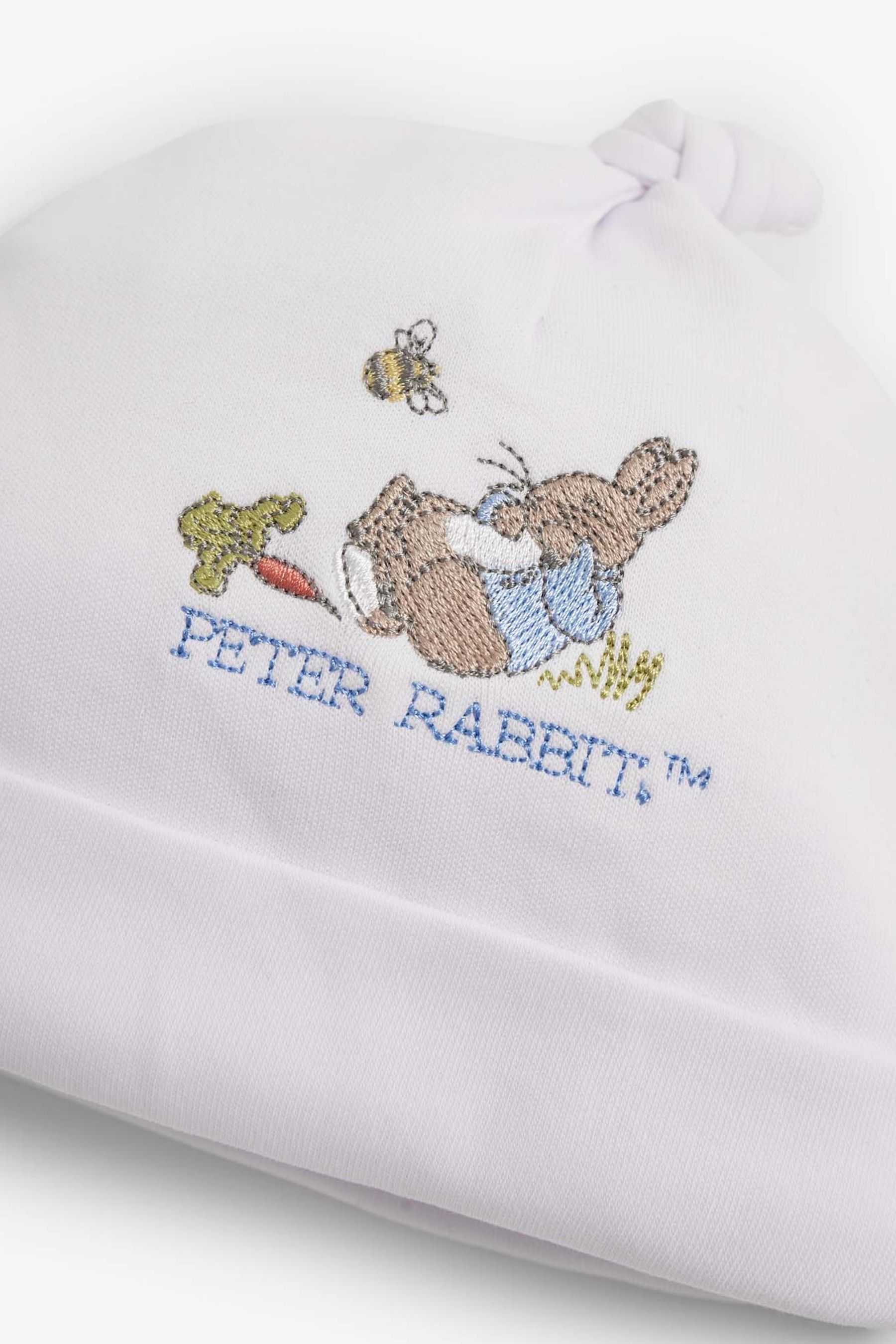 Buy JoJo Maman Bébé White Peter Rabbit Embroidered Sleepsuit & Hat Set ...