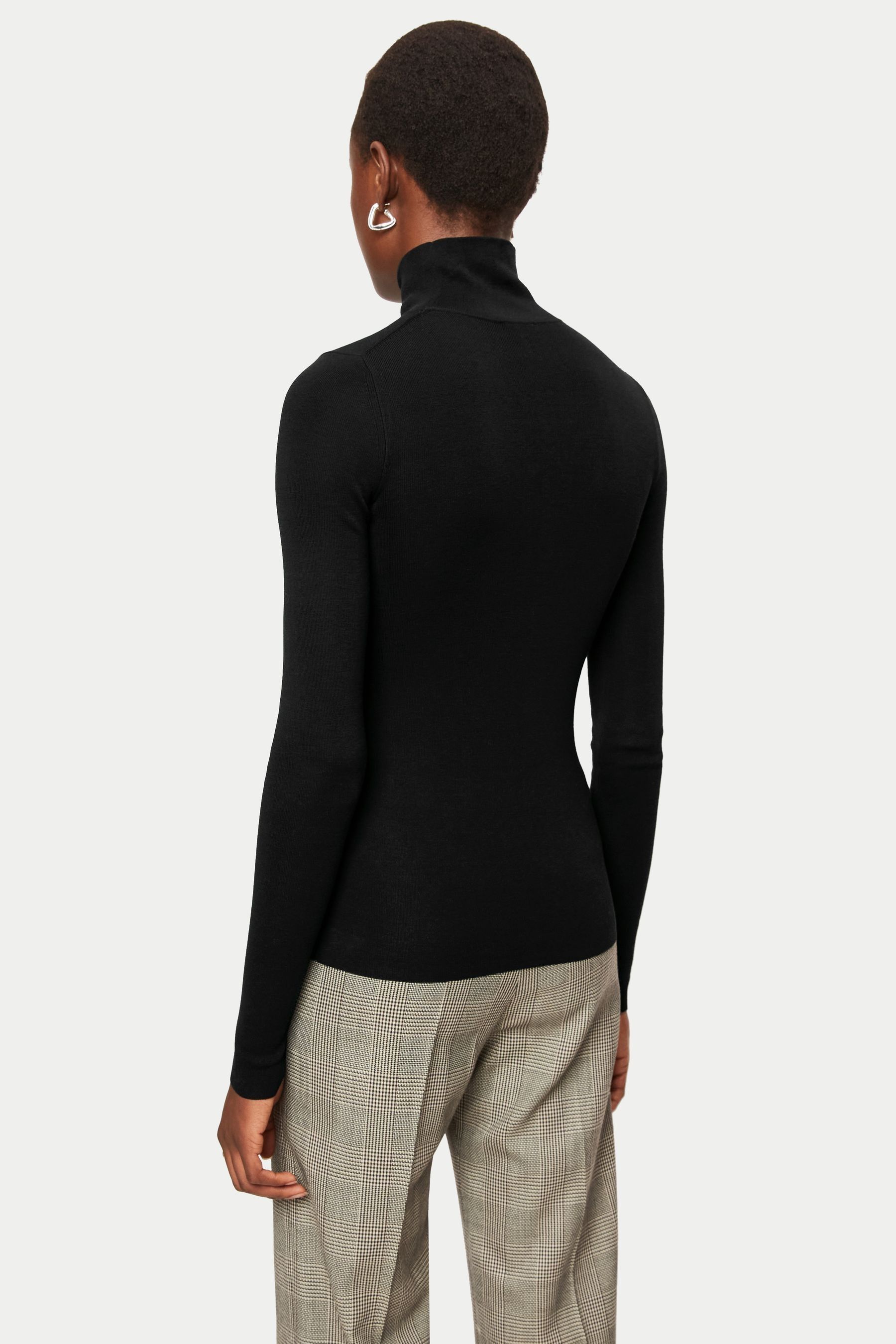 Buy Jigsaw Tate Silk Cotton Black Polo Jumper from the Next UK online shop