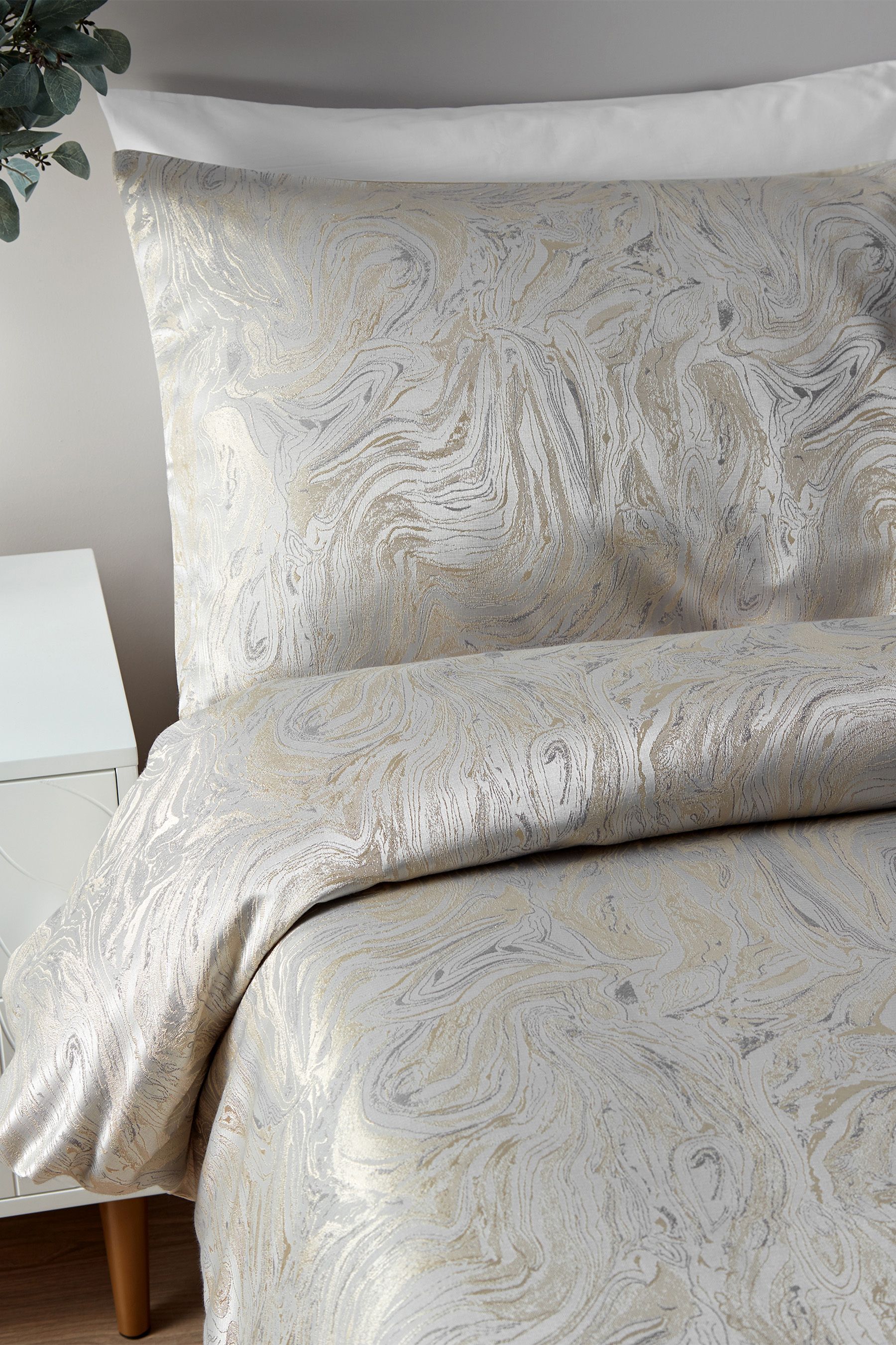 Buy Riva Paoletti Cream Osyter Gold Marble Luxe Duvet Cover And