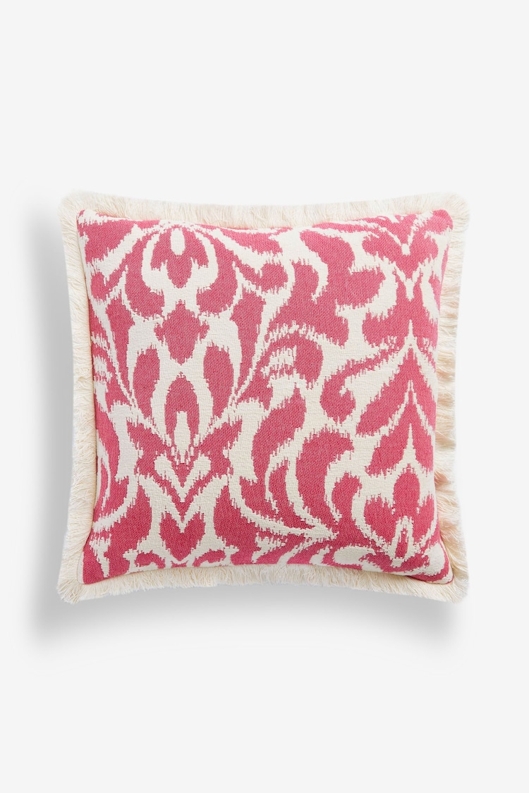 Ikat Jacquard Geo Fringe 100% Cotton 50 x 50cm Cushion - Image 1 of 1 Ikat Jacquard Geo Fringe 100% Cotton 50 x 50cm Cushion - Image 1 of 1