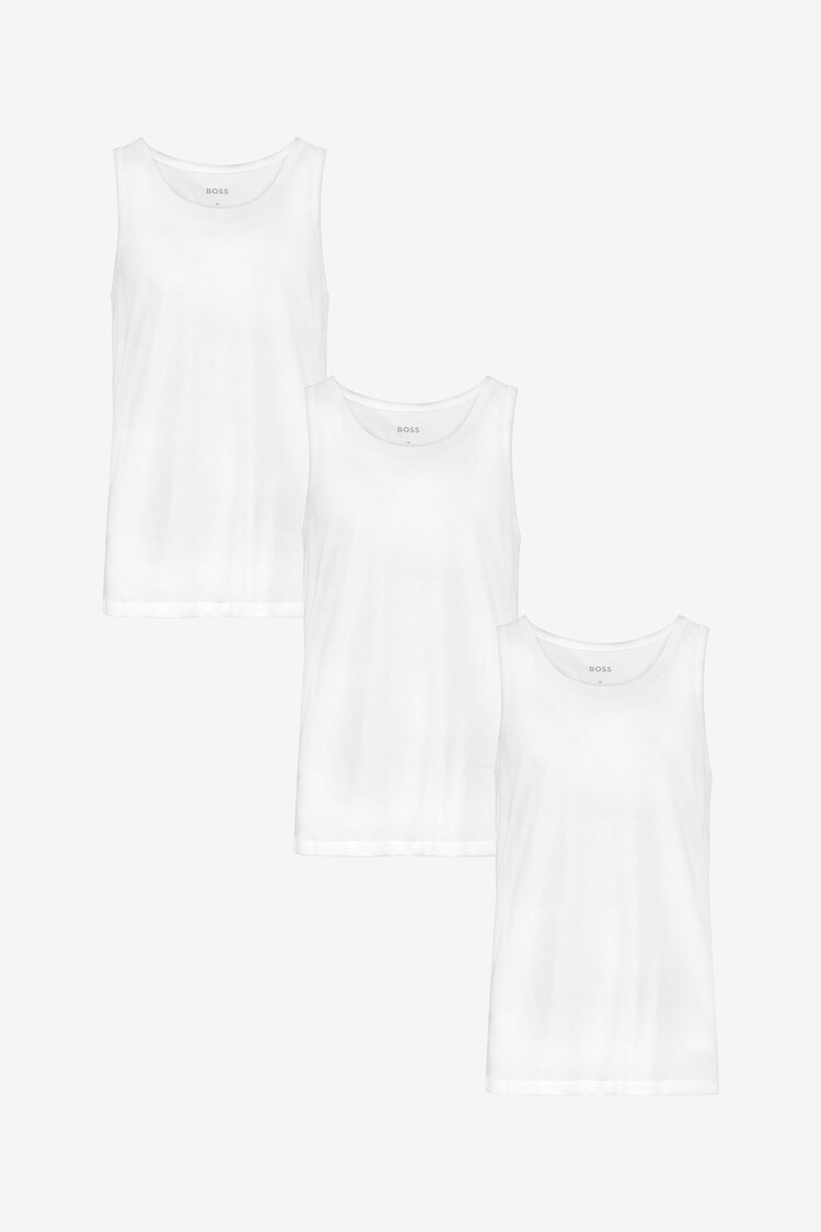 BOSS White BOSS Classic 100% Cotton Vest 3 Pack - Image 1 of 1
