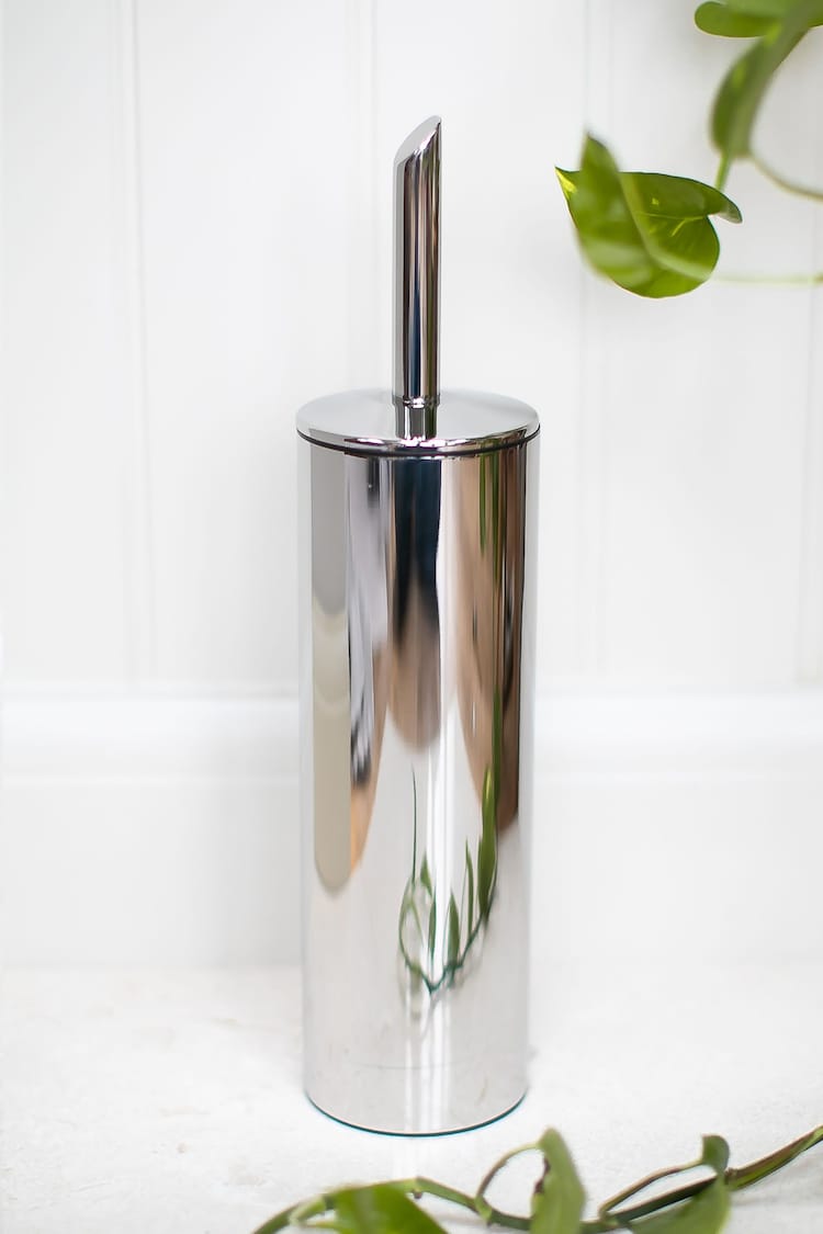 Robert Welch Silver Oblique Toilet Brush and Holder - Image 1 of 1