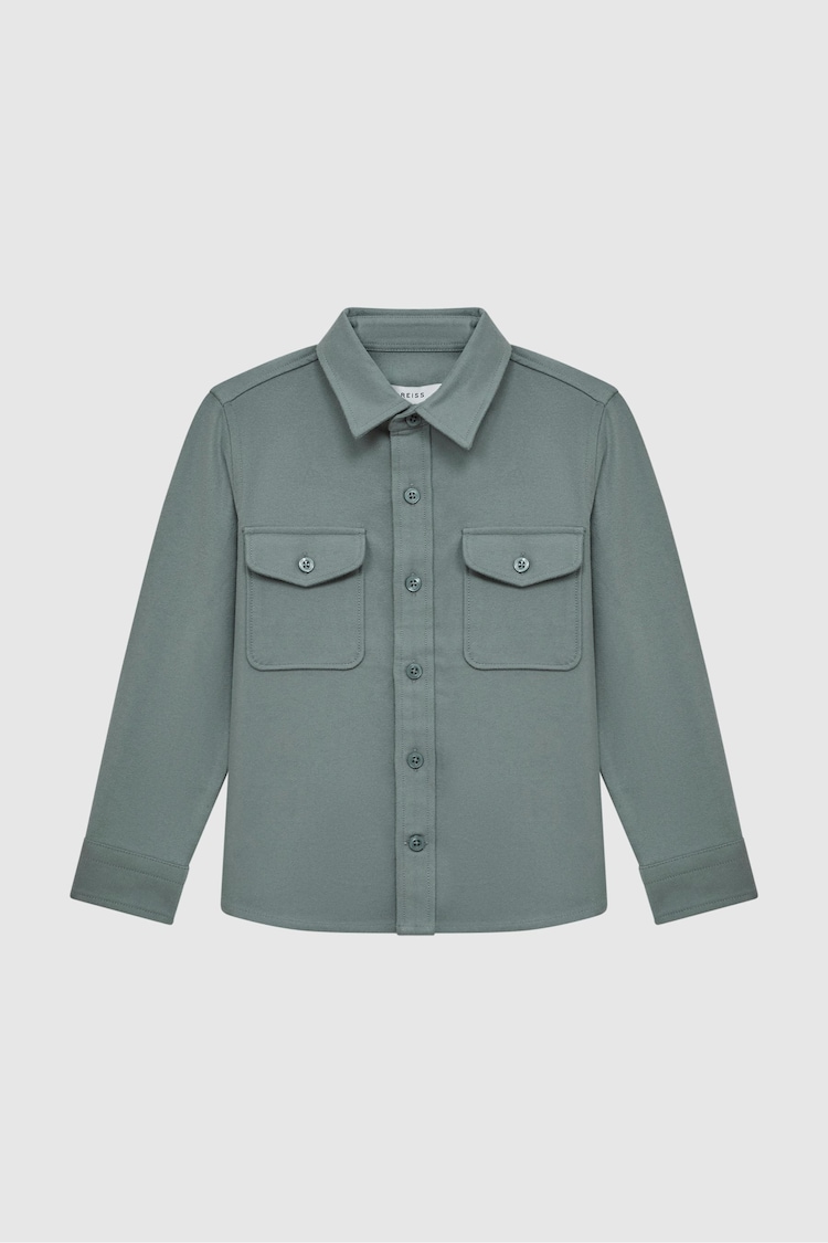 Reiss Duck Egg Tampa Senior Twin Pocket Overshirt - Image 1 of 1