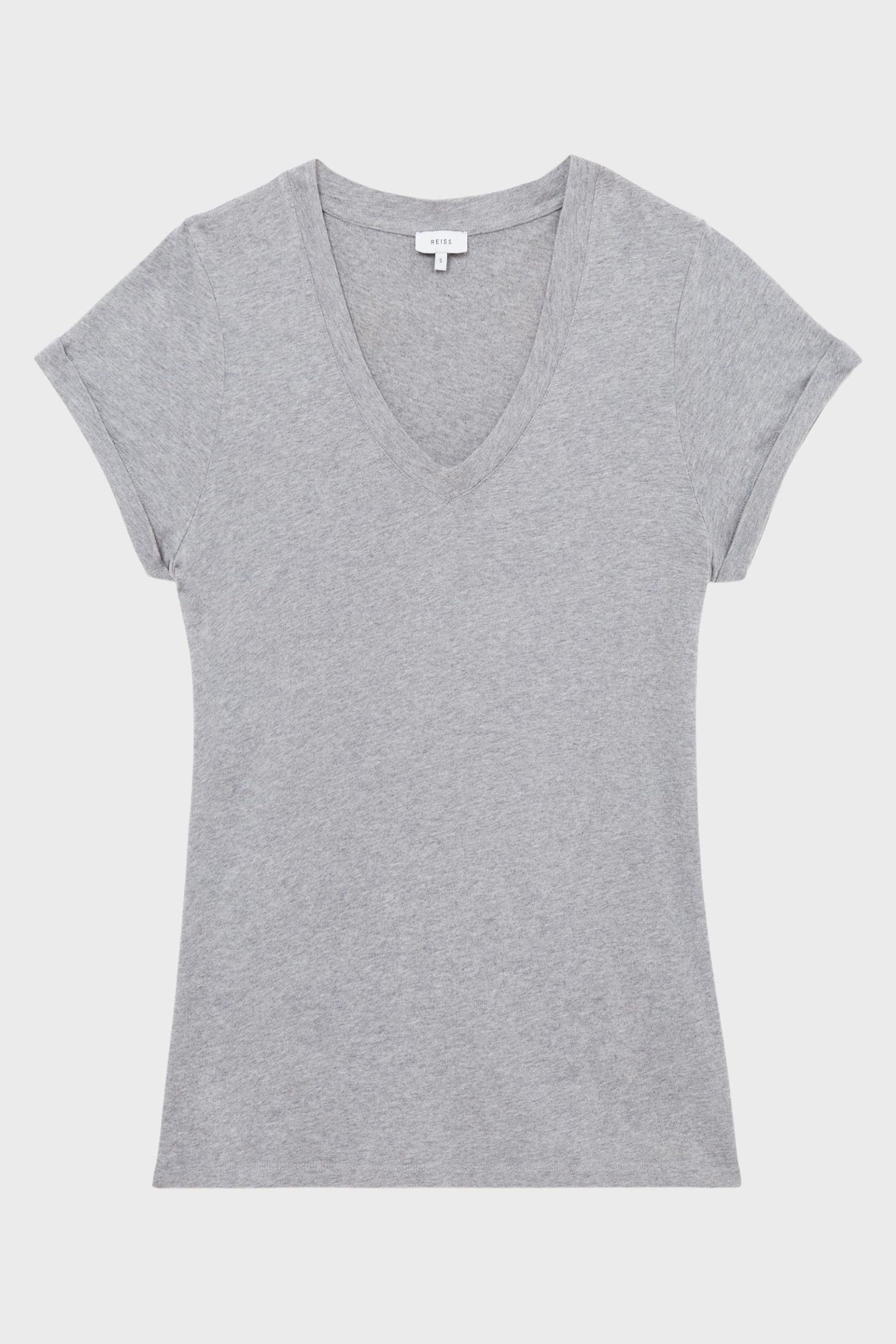 Buy Reiss Grey Luana Cotton Jersey VNeck TShirt from the Next UK