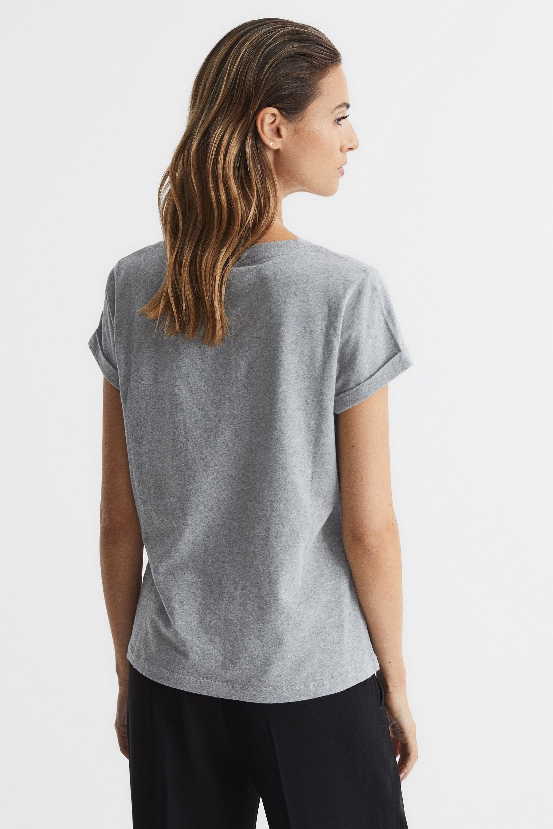 Buy Reiss Grey Luana Cotton Jersey VNeck TShirt from the Next UK online shop