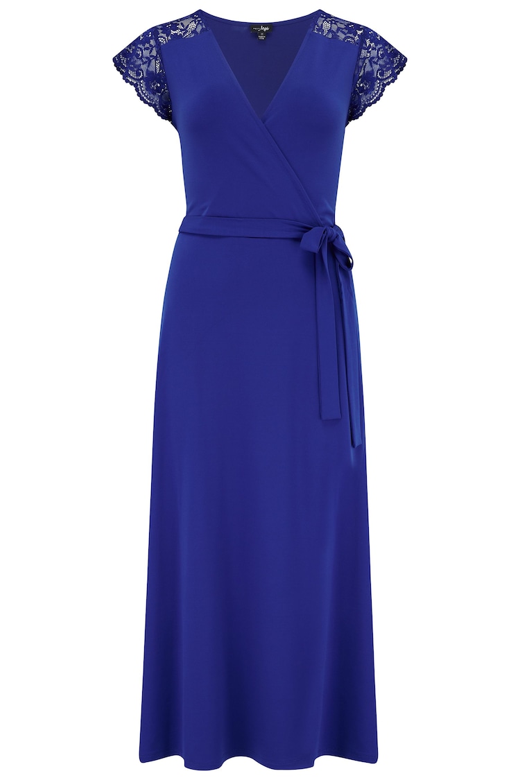 Pour Moi Blue Julie Slinky Jersey Lace Trim Midi Dress - Image 1 of 1