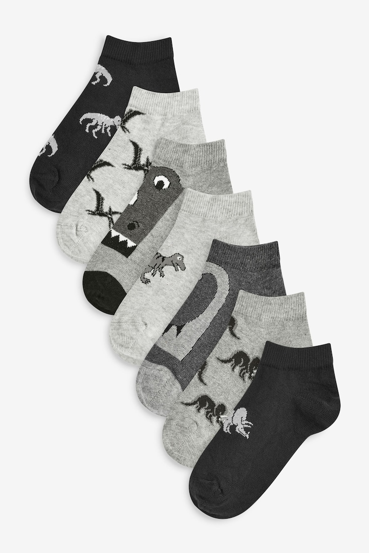 Mono Dinosaur Cotton Rich Trainer Socks 7 Pack - Image 1 of 1