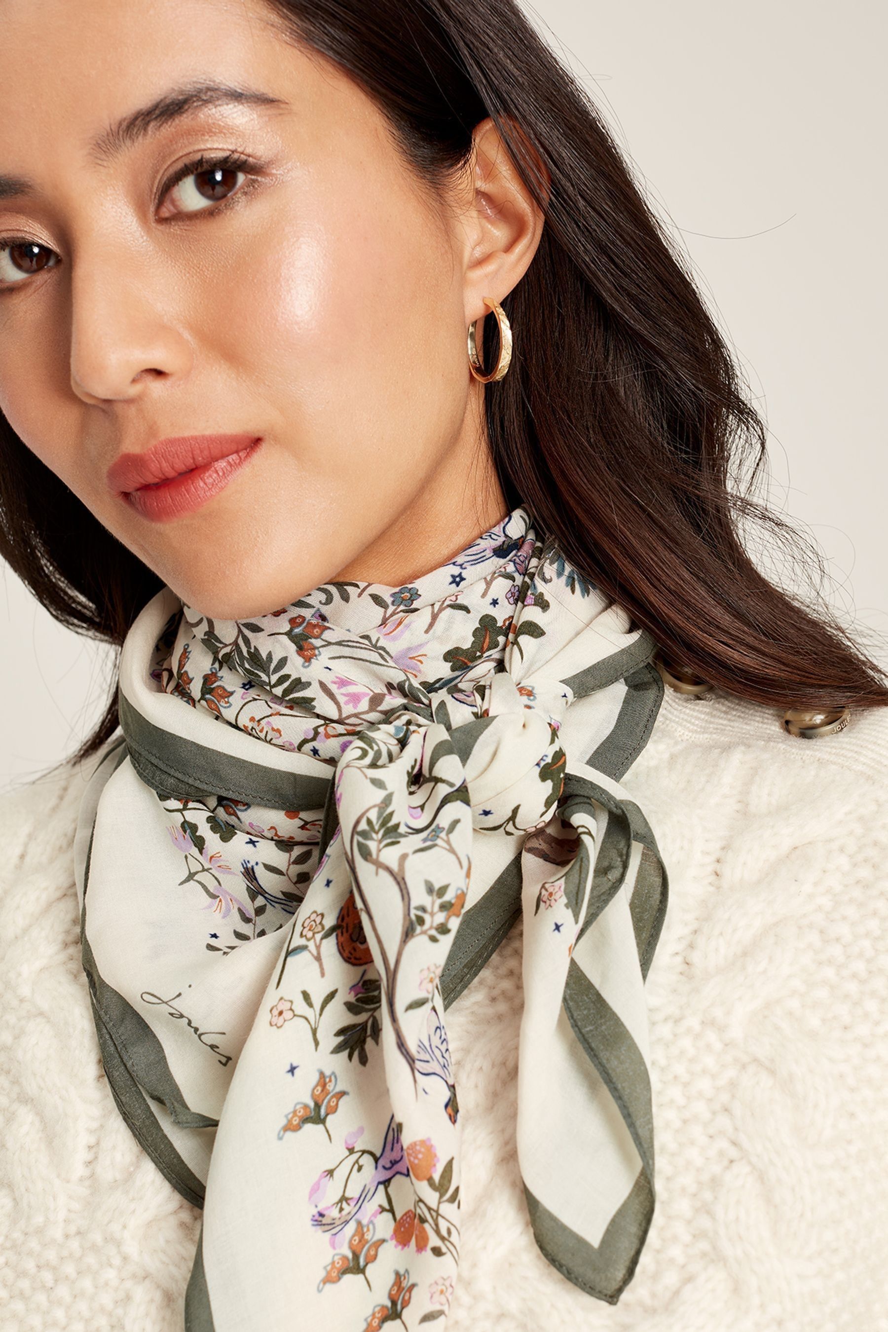 Buy Joules Middleton Cream Printed Scarf from the Next UK online shop