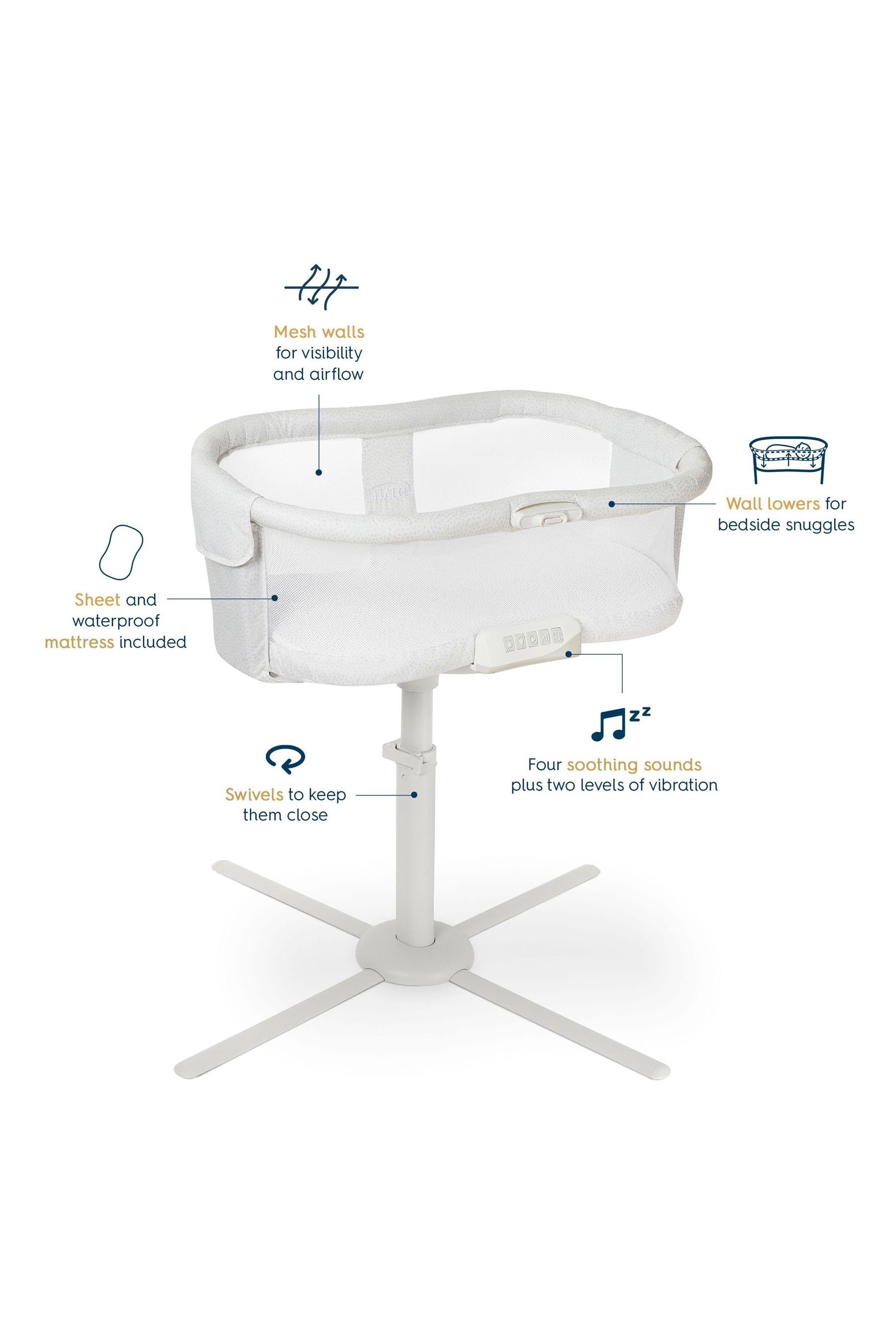 Buy HALO White BassiNest Premiere Pebble Swivel Sleeper Crib from the Next UK online shop