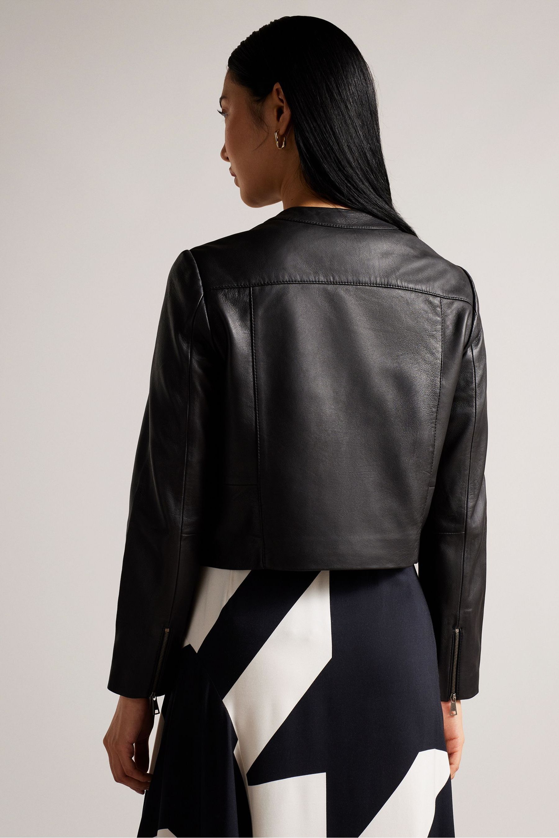 Buy Ted Baker Clarya Black Fitted Panelled Leather Jacket from Next Ireland