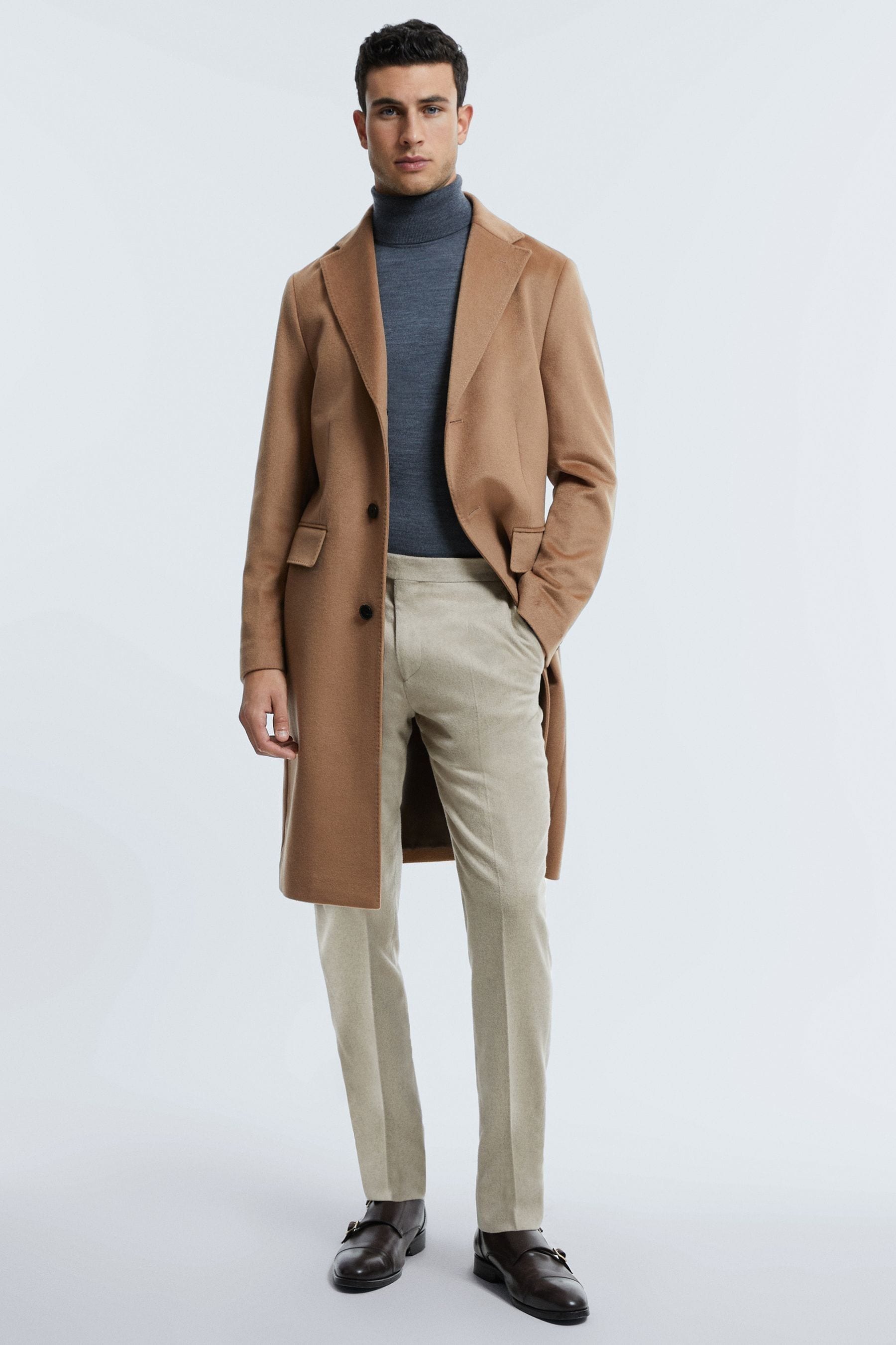 Buy Reiss Camel Tycho Atelier Cashmere Single Breasted Coat from the ...