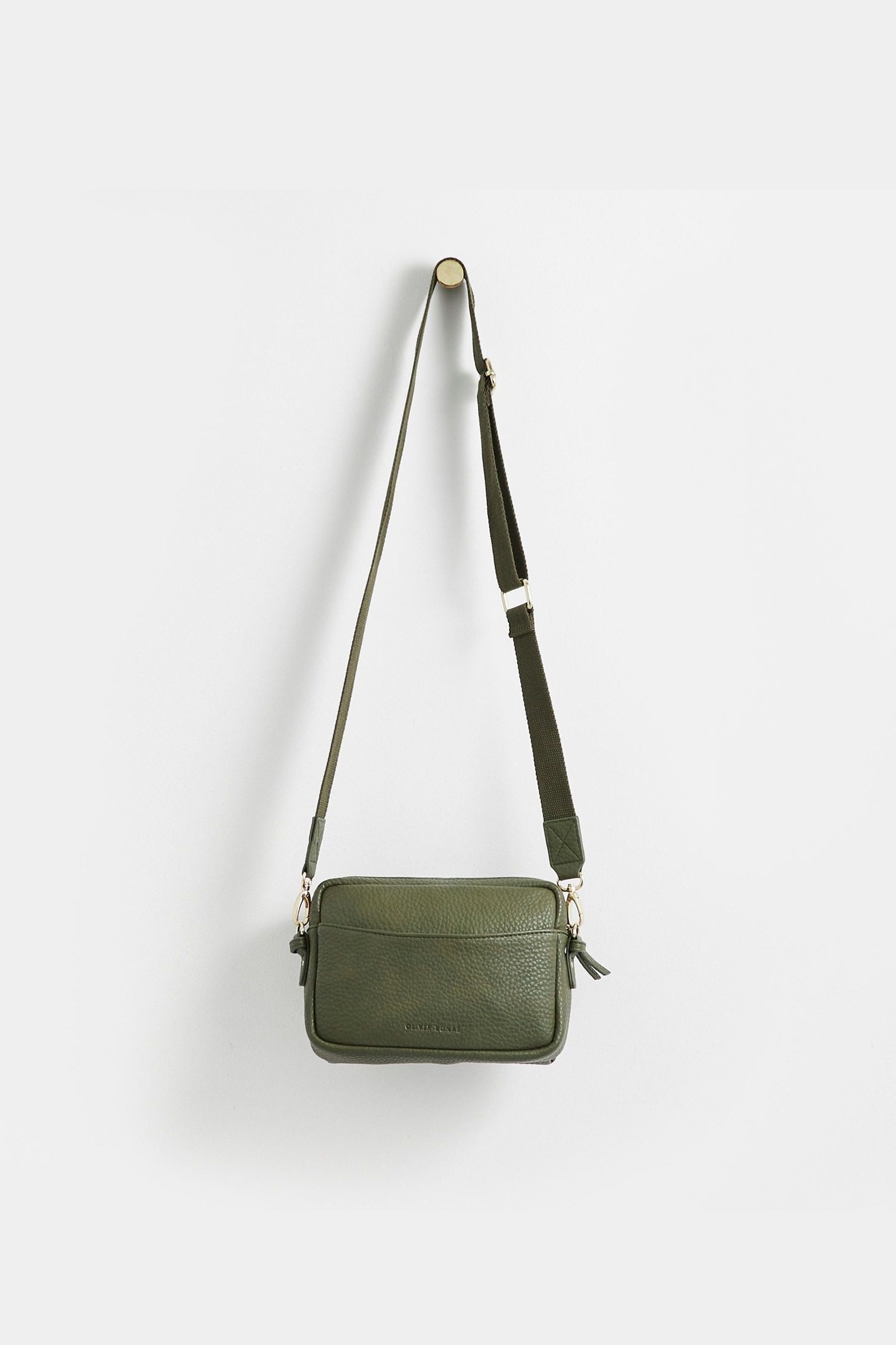 Buy Oliver Bonas Green Mila Fold Over Animal Print CrossBody Bag from