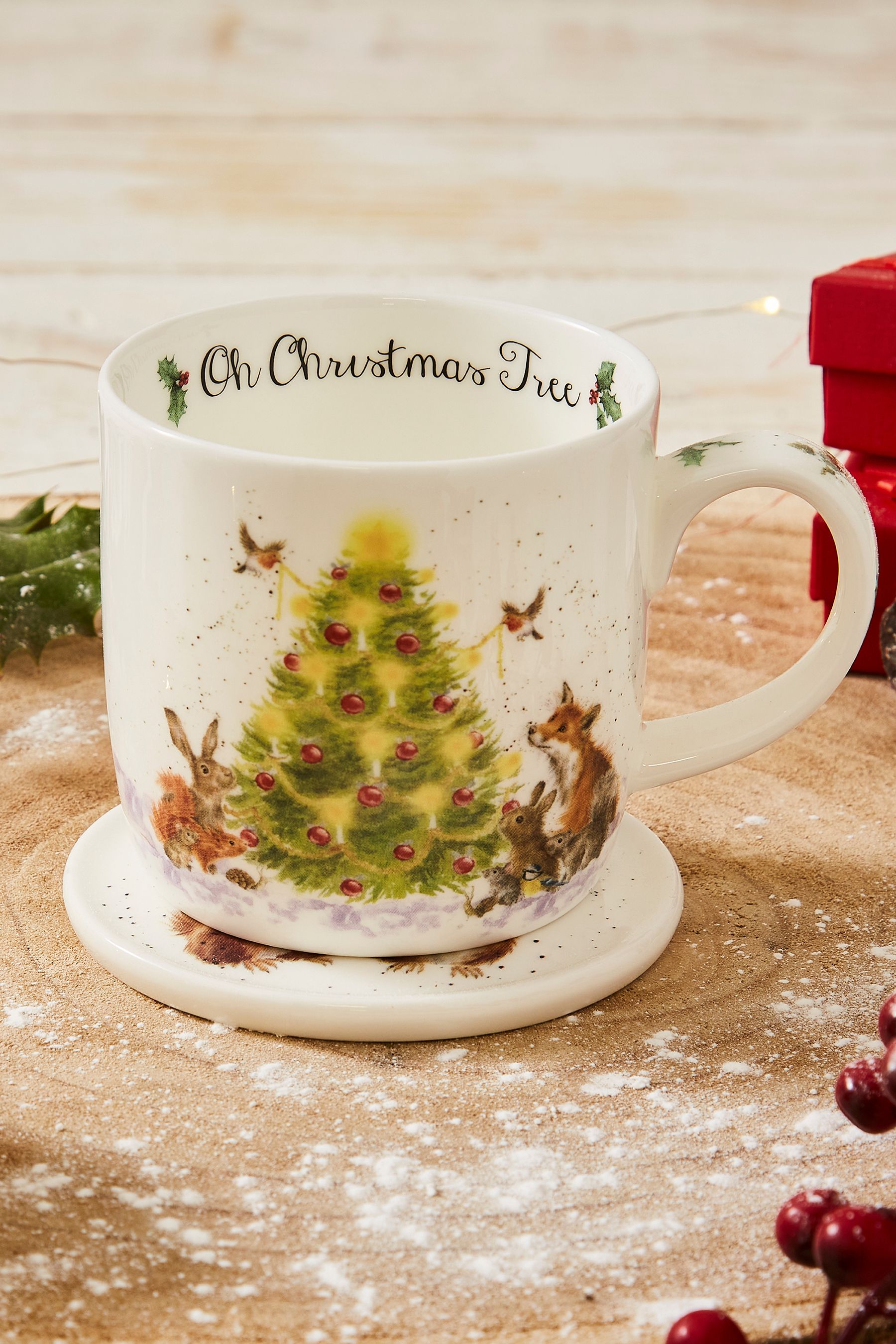 Buy Wrendale White Royal Worcester Wrendale Christmas Mug and Coaster