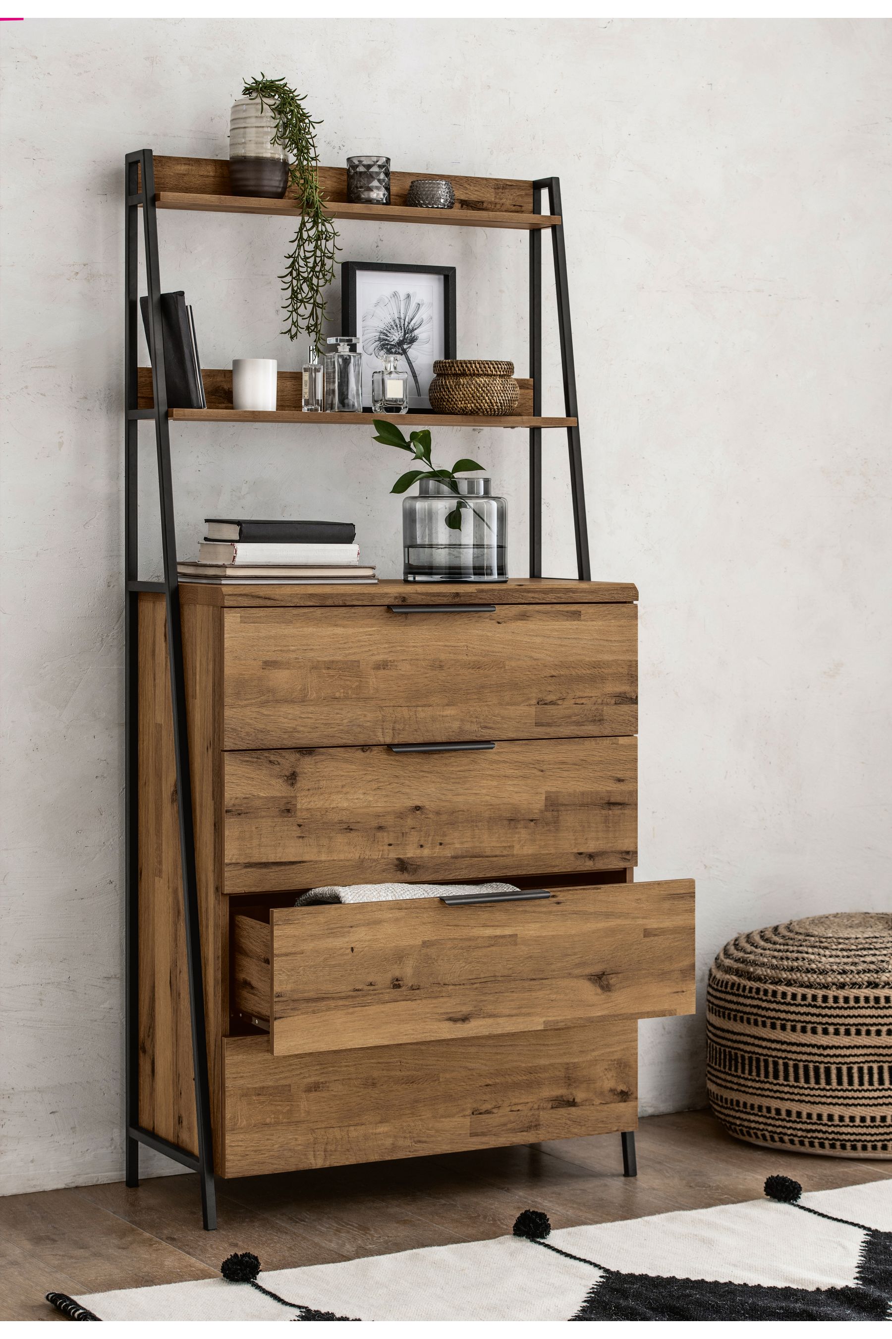 Buy Black Bronx Ladder Oak Effect Chest of Drawers from the Next UK