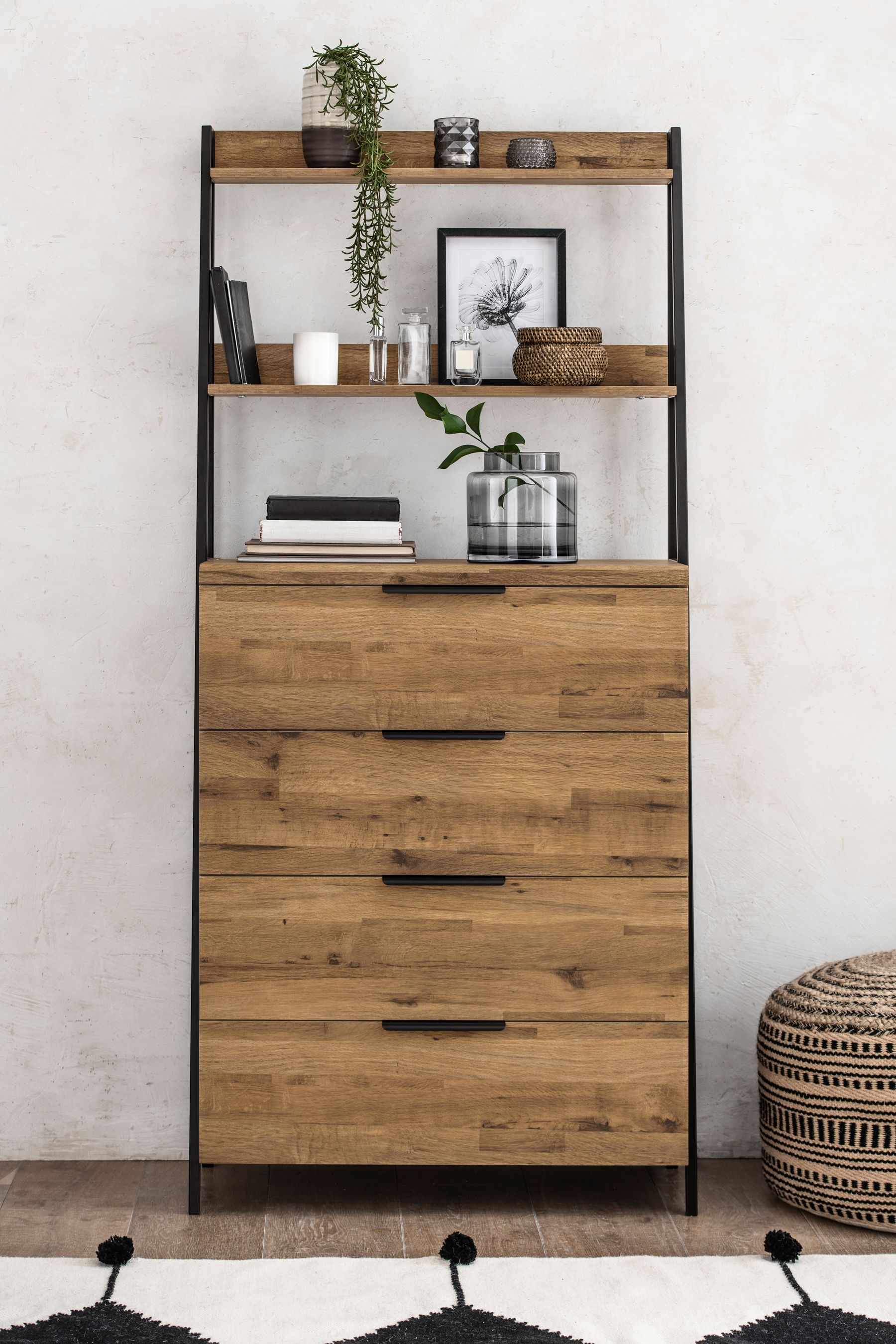 Buy Black Bronx Ladder Oak Effect Chest of Drawers from the Next UK