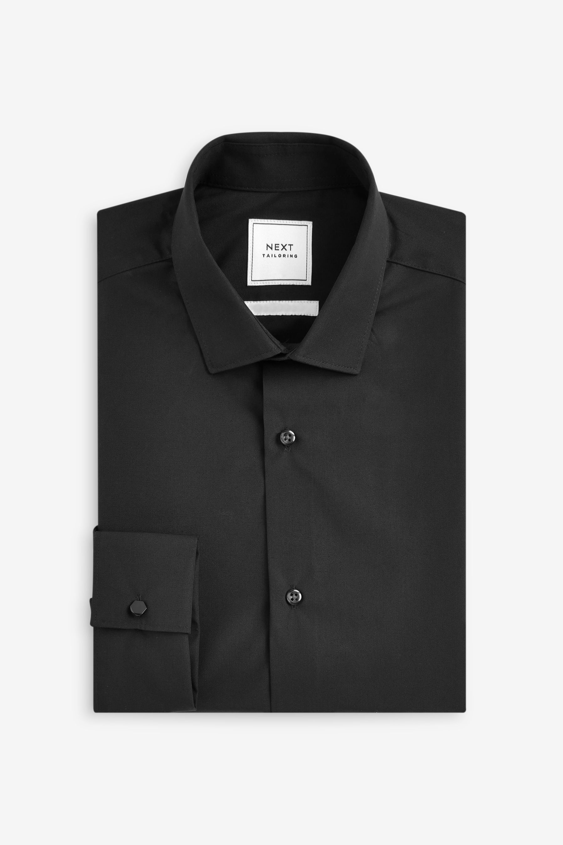 Buy Black Regular Fit Easy Care Double Cuff Shirt from the Next UK