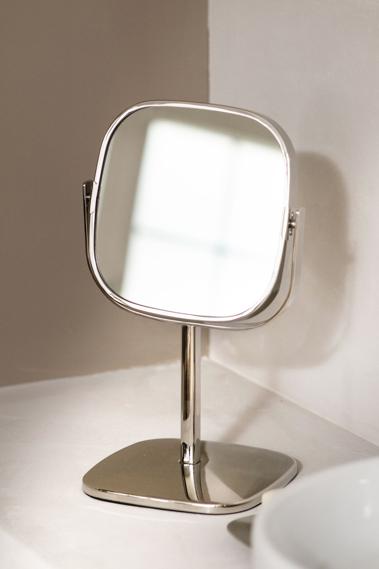 Robert Welch Silver Burford Pedestal Mirror x5 Magnification - Image 1 of 1